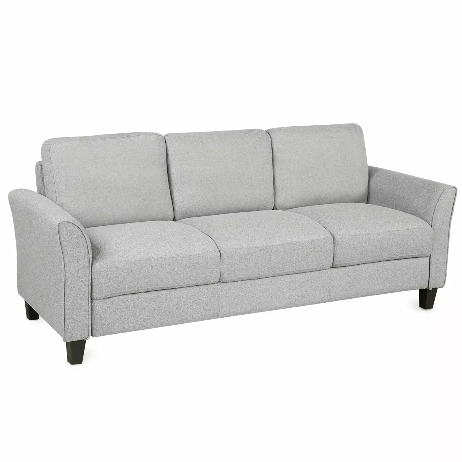 1 Set 3-seat Sofa Wear Resistant High Stability Fabric Anti-fade Upholstered 3-seat Couch for Home