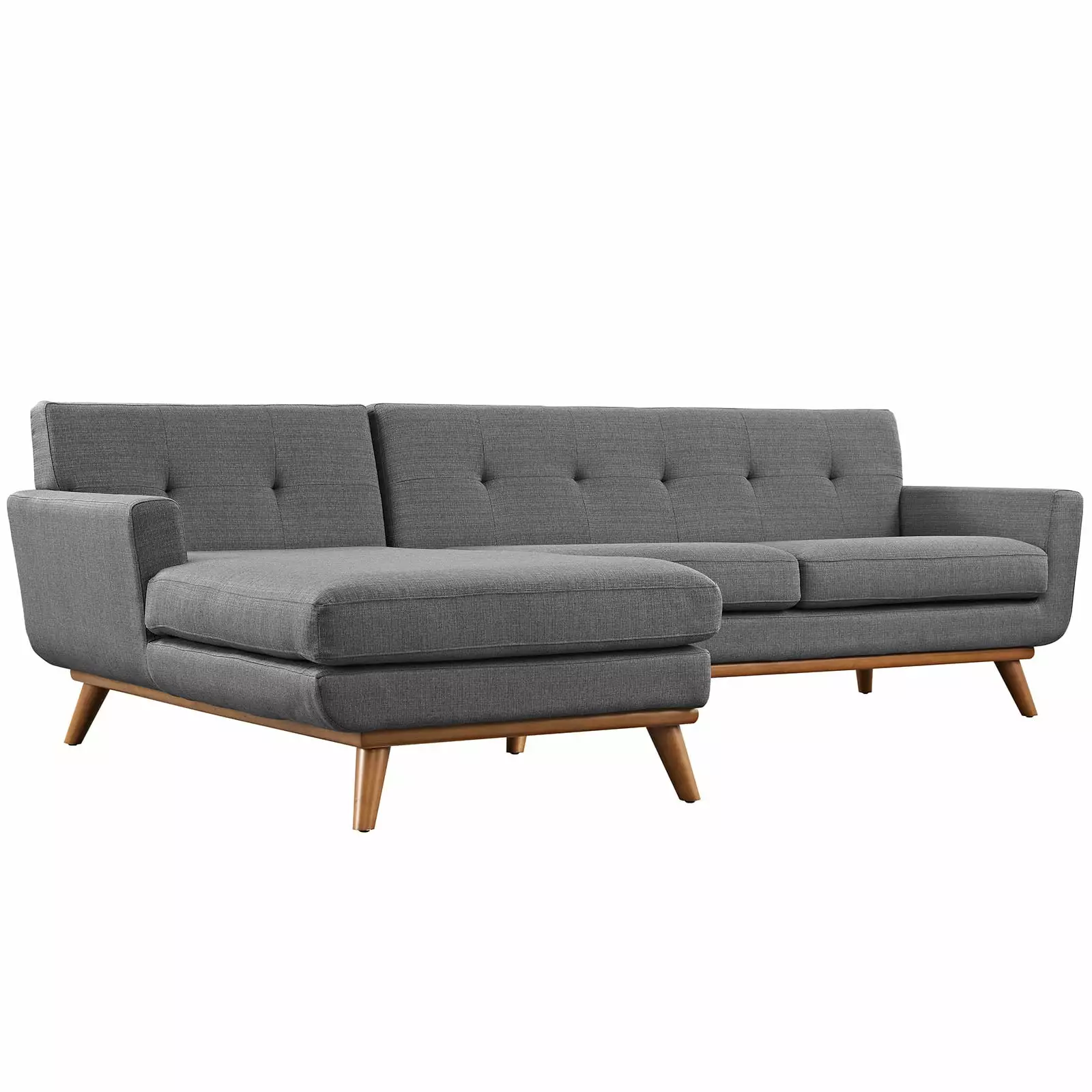 Modern Contemporary Left-Facing Sectional Sofa. Grey. Fabric