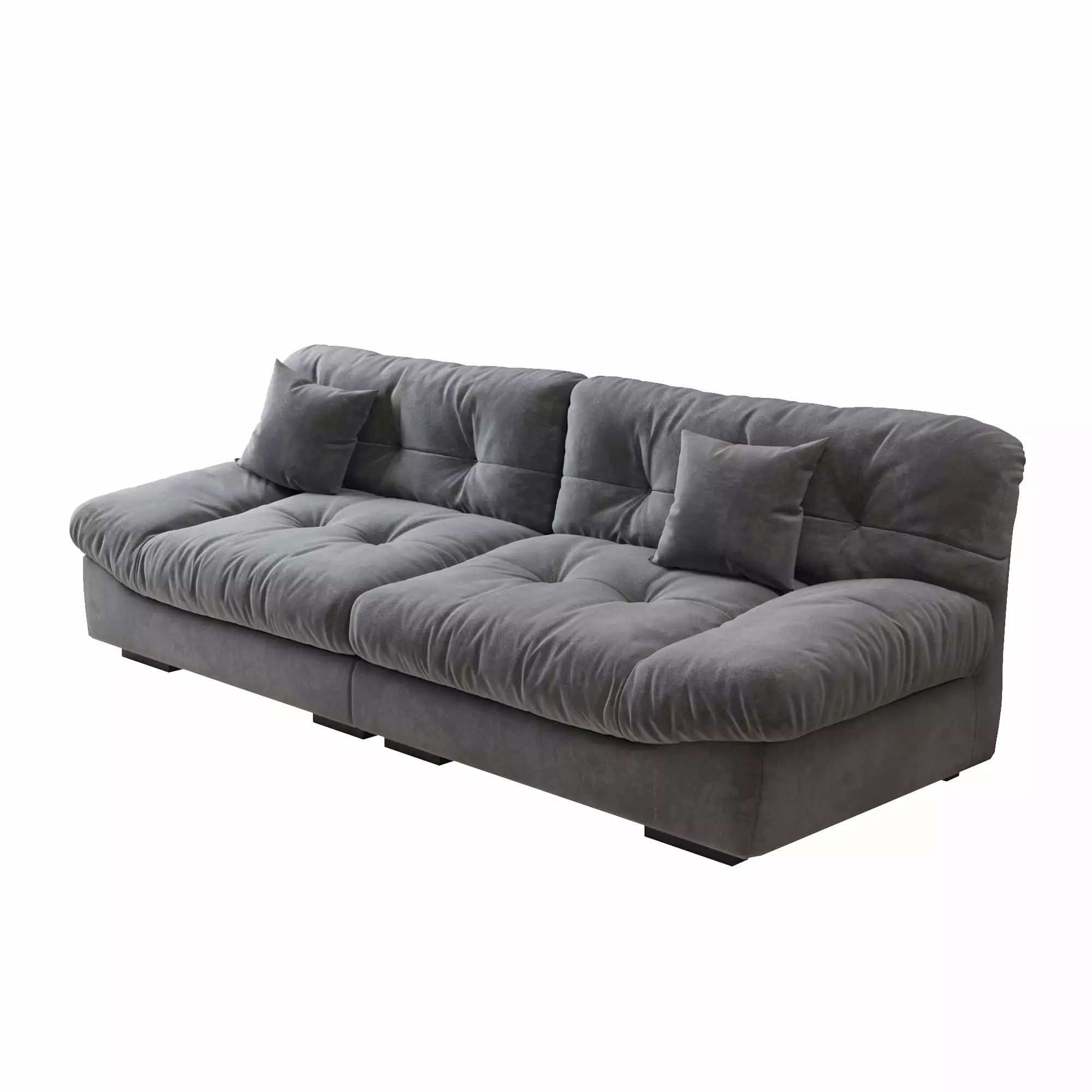 105 Suede Fabric Sectional Sofa Cloud Shape Couch for Living Room Grey