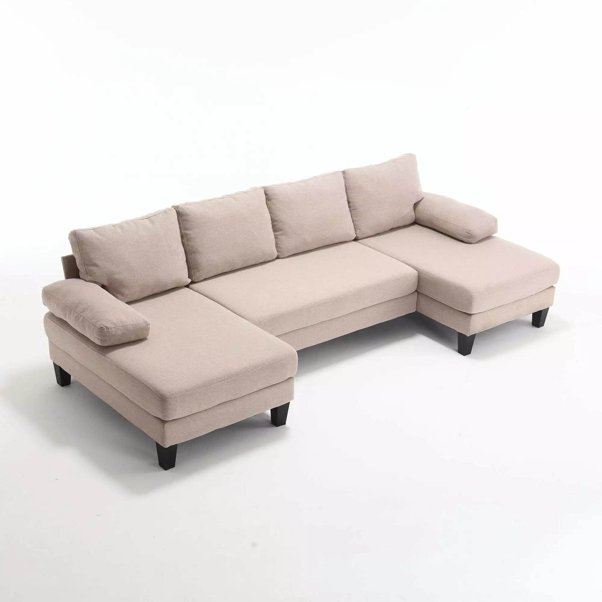 109.45 inch Wide Polyester U-Shaped Sofa 6 Seat Couch with Oversized Seat