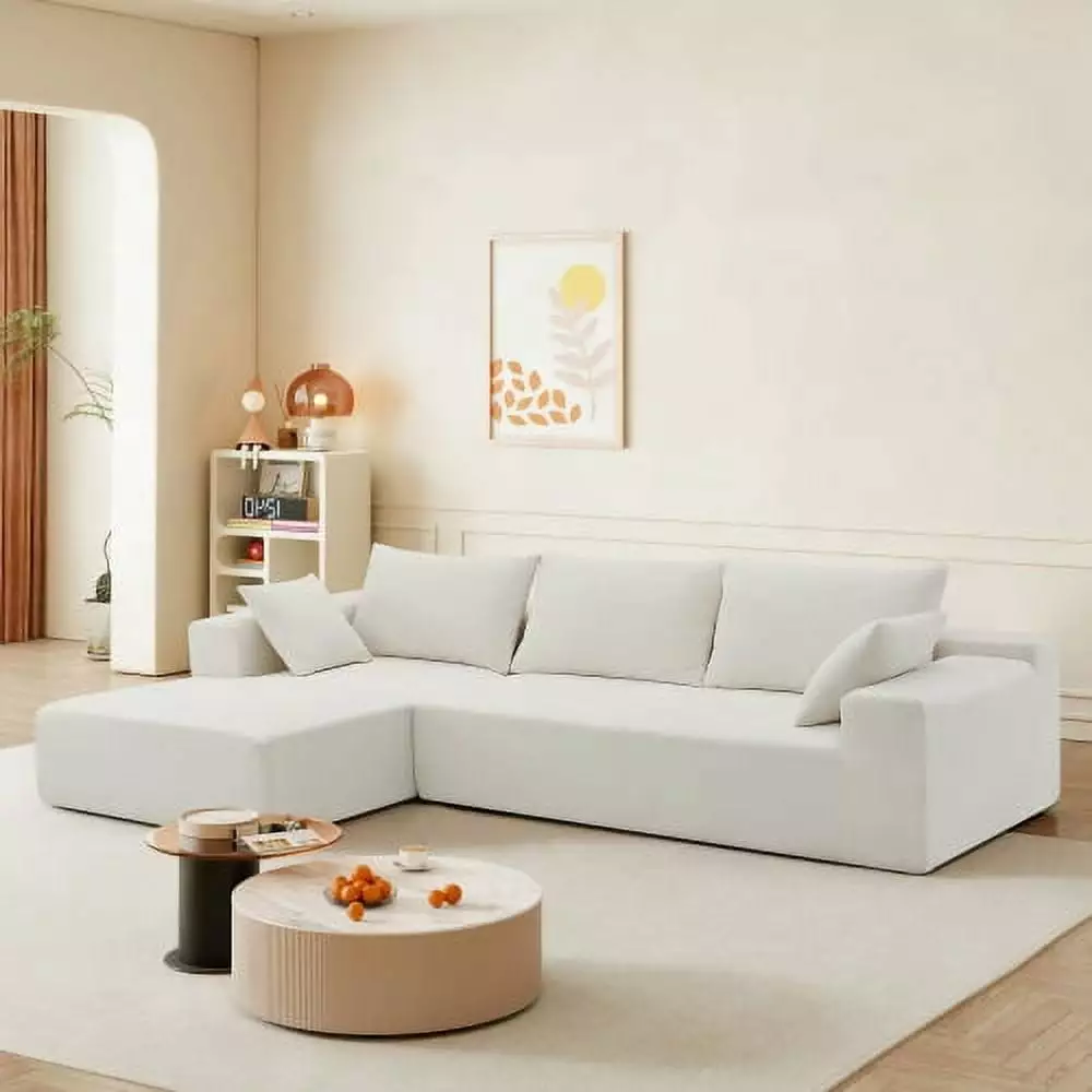 109*68 Modular Sectional Living Room Sofa Set. Modern Minimalist Style Couch. Upholstered Sleeper Sofa for Living Room. Bedroom. Salon. 2 PC Free Combination. L-Shape. White