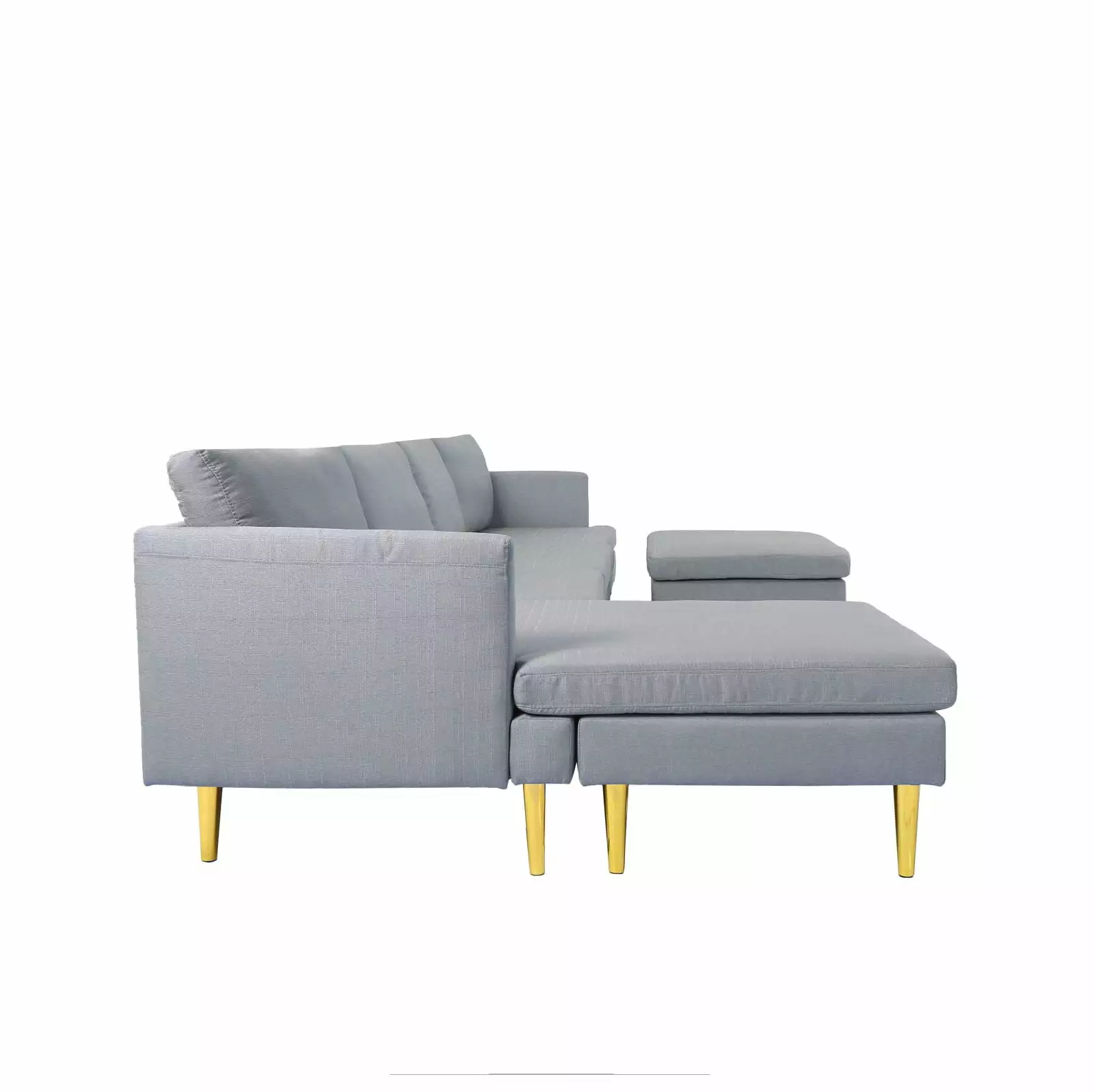 122Modern Convertible Polyester Sectional Sofa with Removable Ottoman.Reversible Chaise.U Shaped Sofa couch