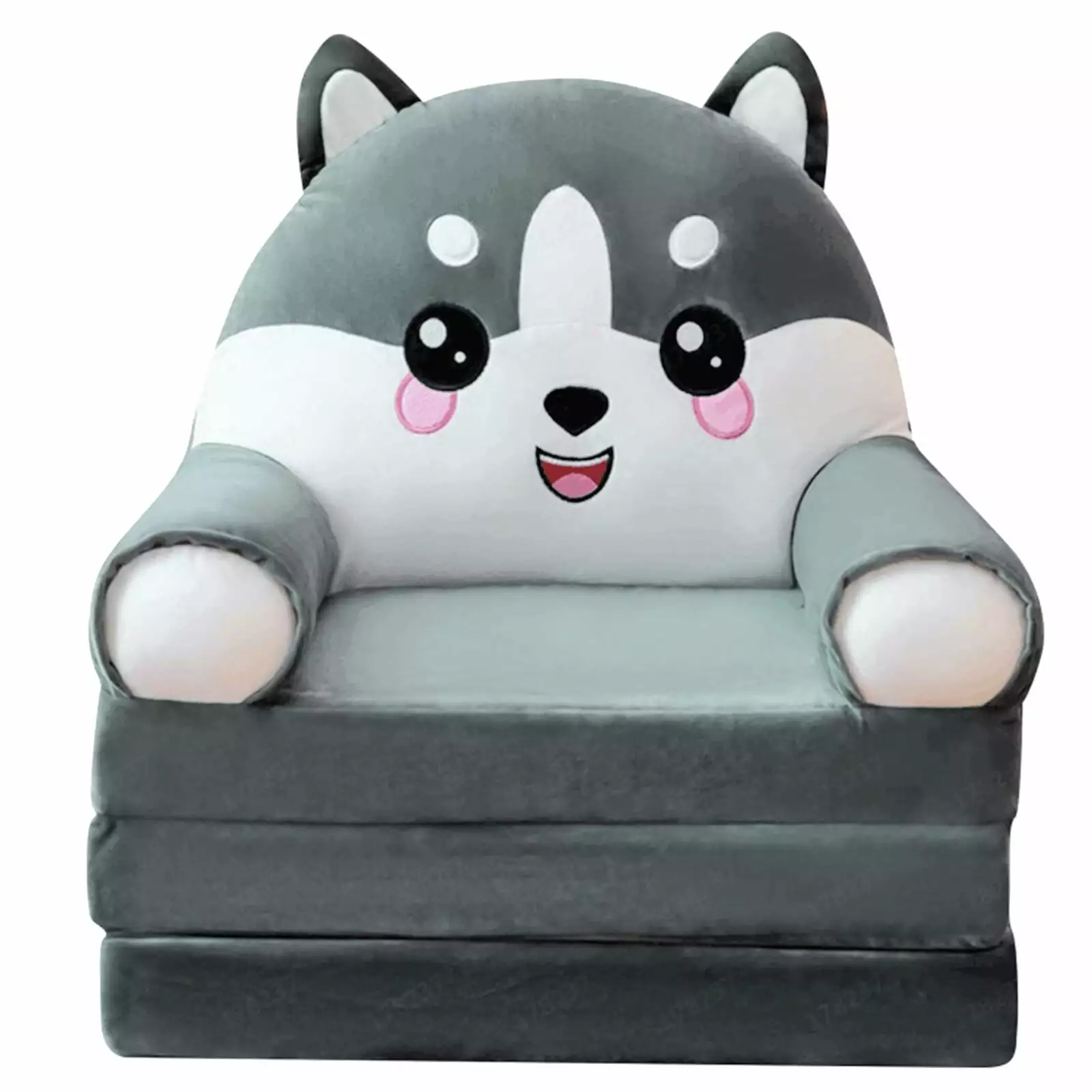 Sehao Plush Foldable Kids Sofa Backrest Armchair 2 In 1 Foldable Children Sofa Cute Cartoon Lazy Sofa Children Flip Open Sofa Bed for Living Room Bedroom Without Liner Filler