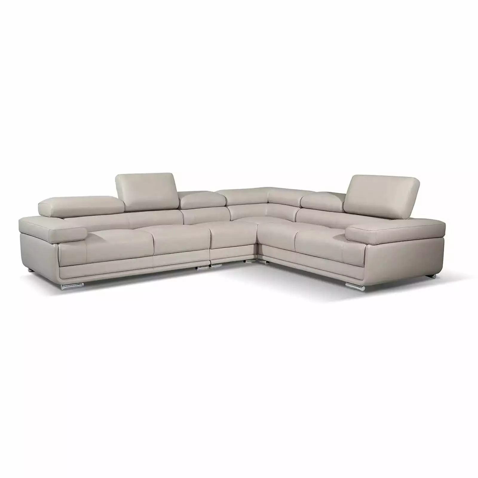 2119 Leather Sectional Sofa in Light Gray. Left Facing Chaise