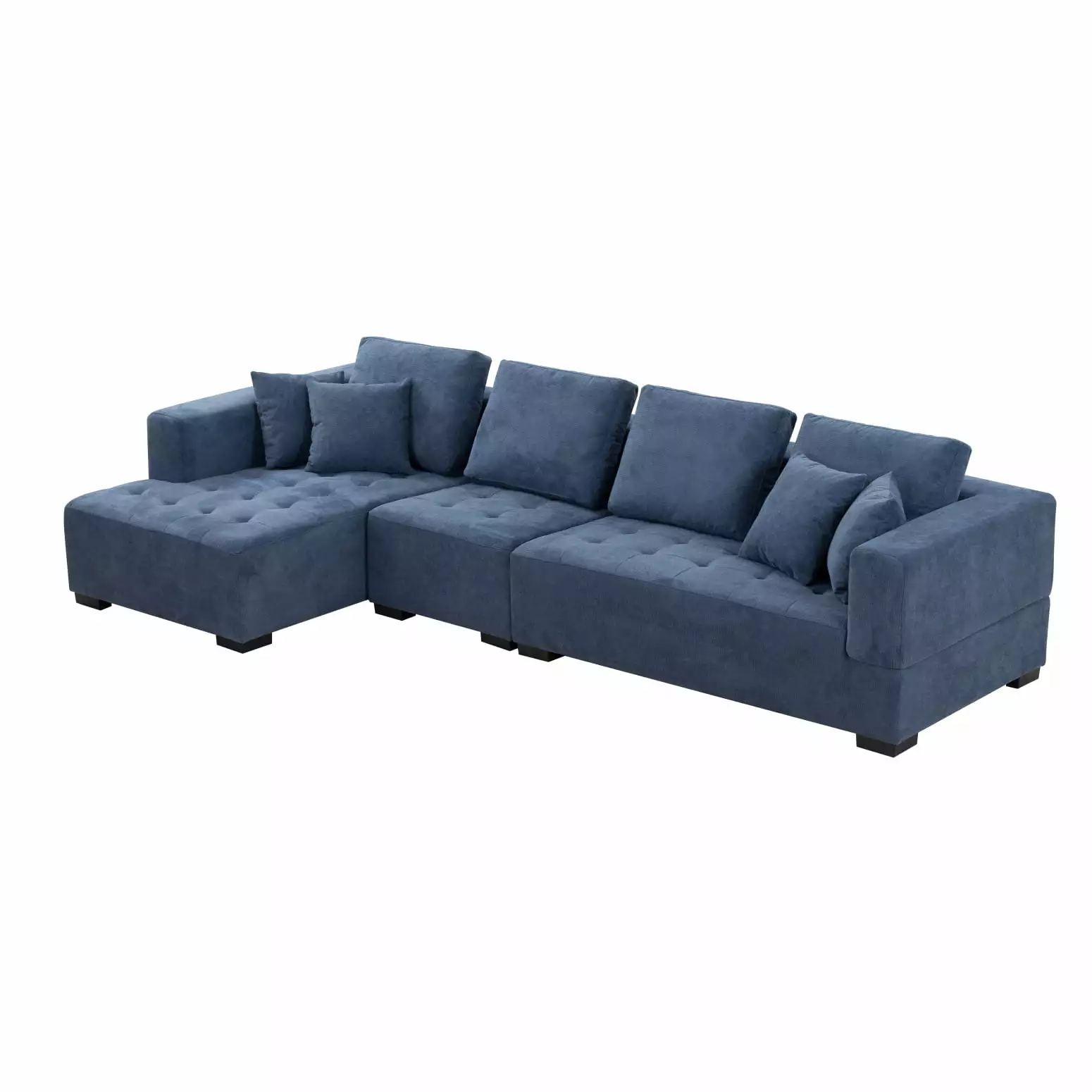 134'' Blue Mid Century Modern Sectional Sofa with Left Chaise - Spacious Living Room Couch with Durable Fabric Upholstery - Elegant Design for Comfortable Seating & Lounging