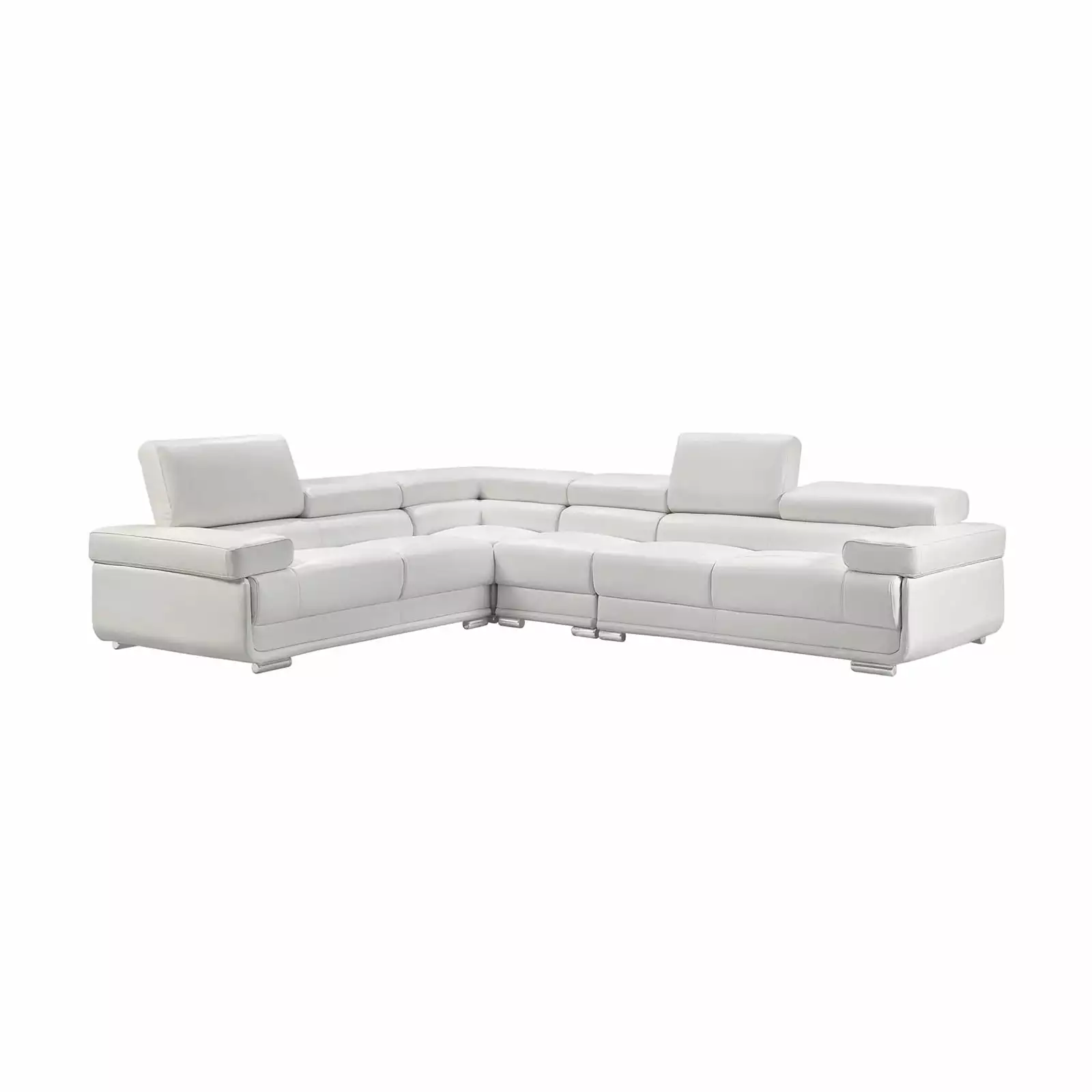 2119 Leather Sectional Sofa in White. Right Facing Chaise