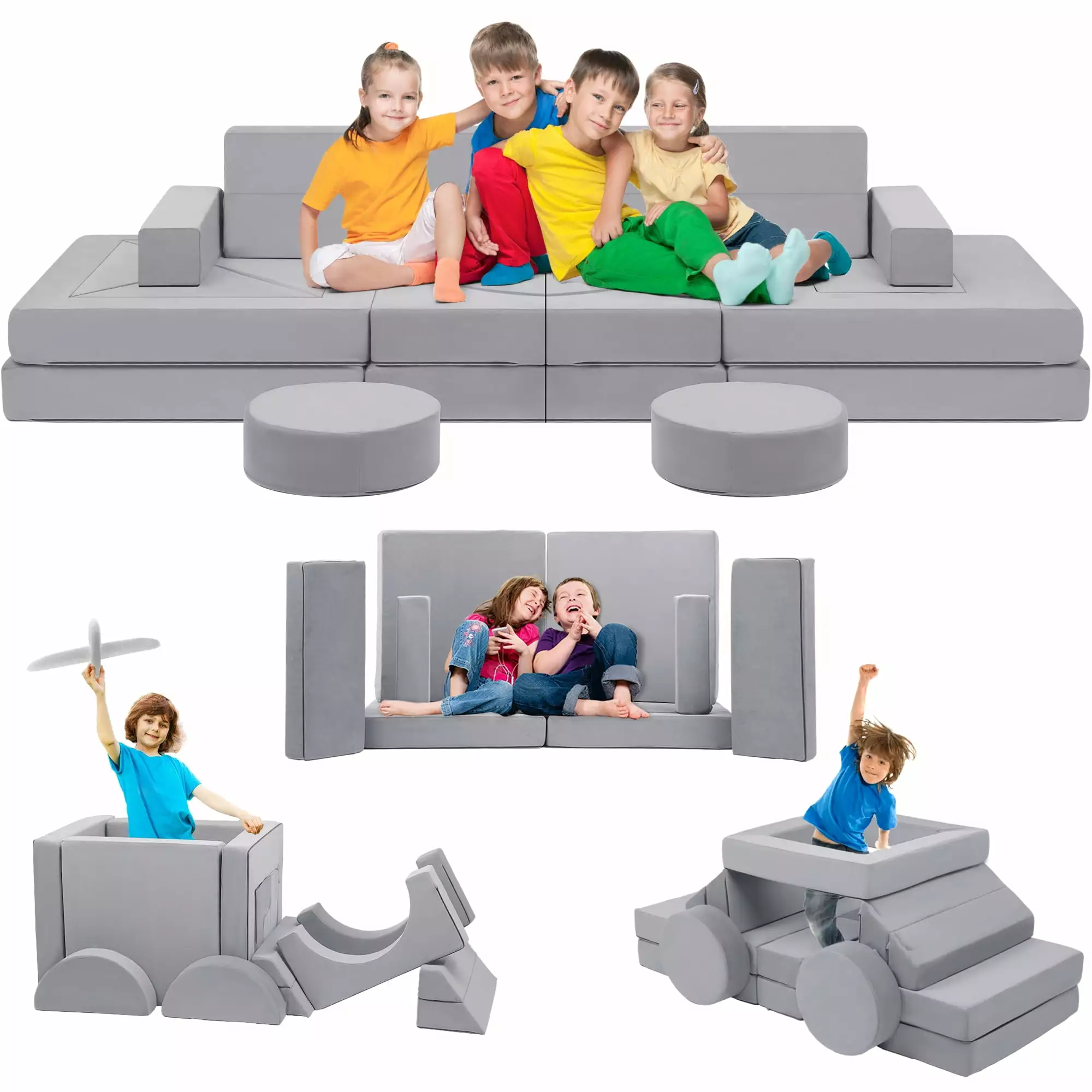 22pcs Modular Kids Play Couch Sofa.Convertible Couch Building Fort for Girls and Boys.Creative Sectional Toddler Couch Play Set. Fold Out Foam Baby Sofa for Playroom.Bedroom.Nursery