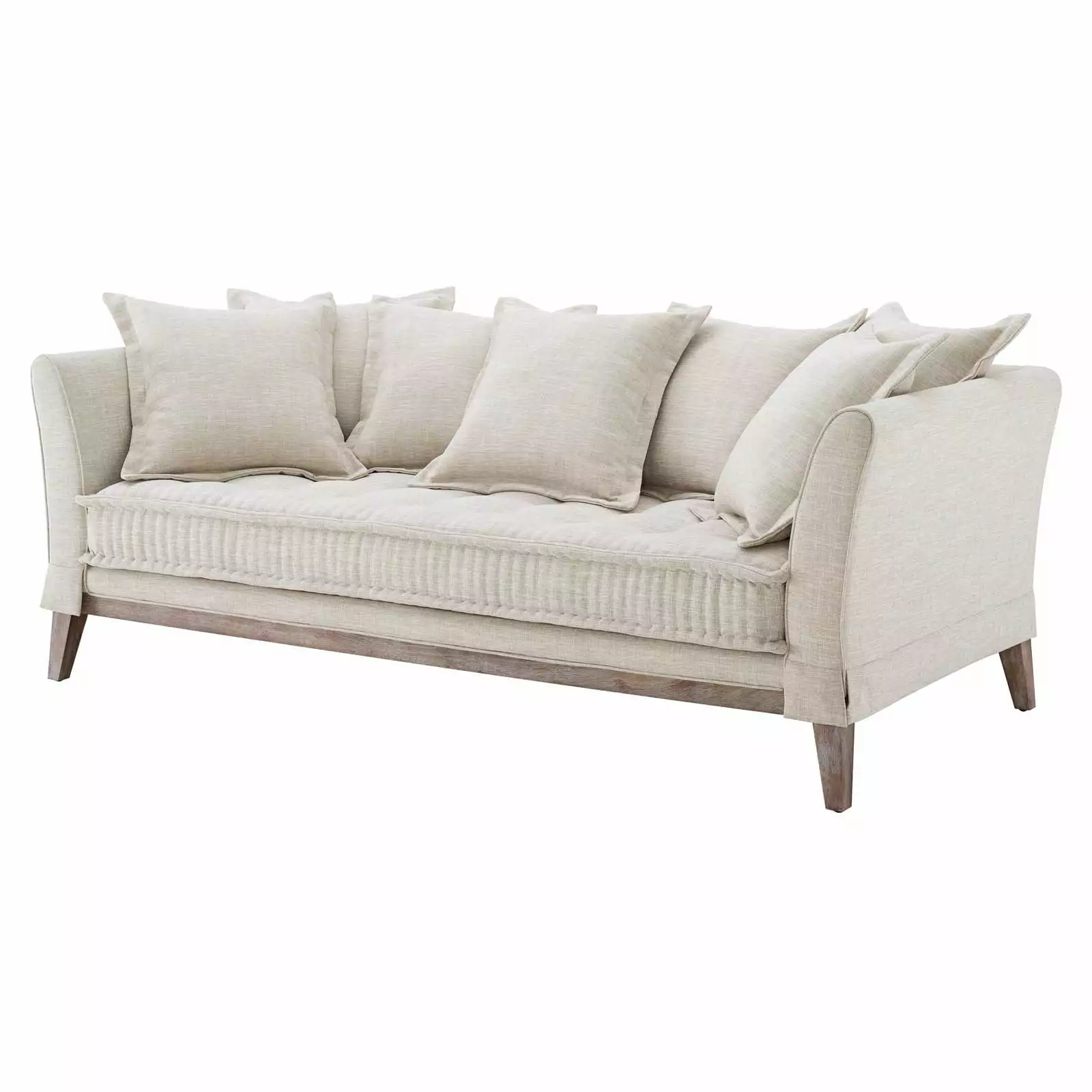 Sofa. Fabric. Beige. Modern Contemporary Urban Design. Living Lounge Room Hotel Lobby Hospitality