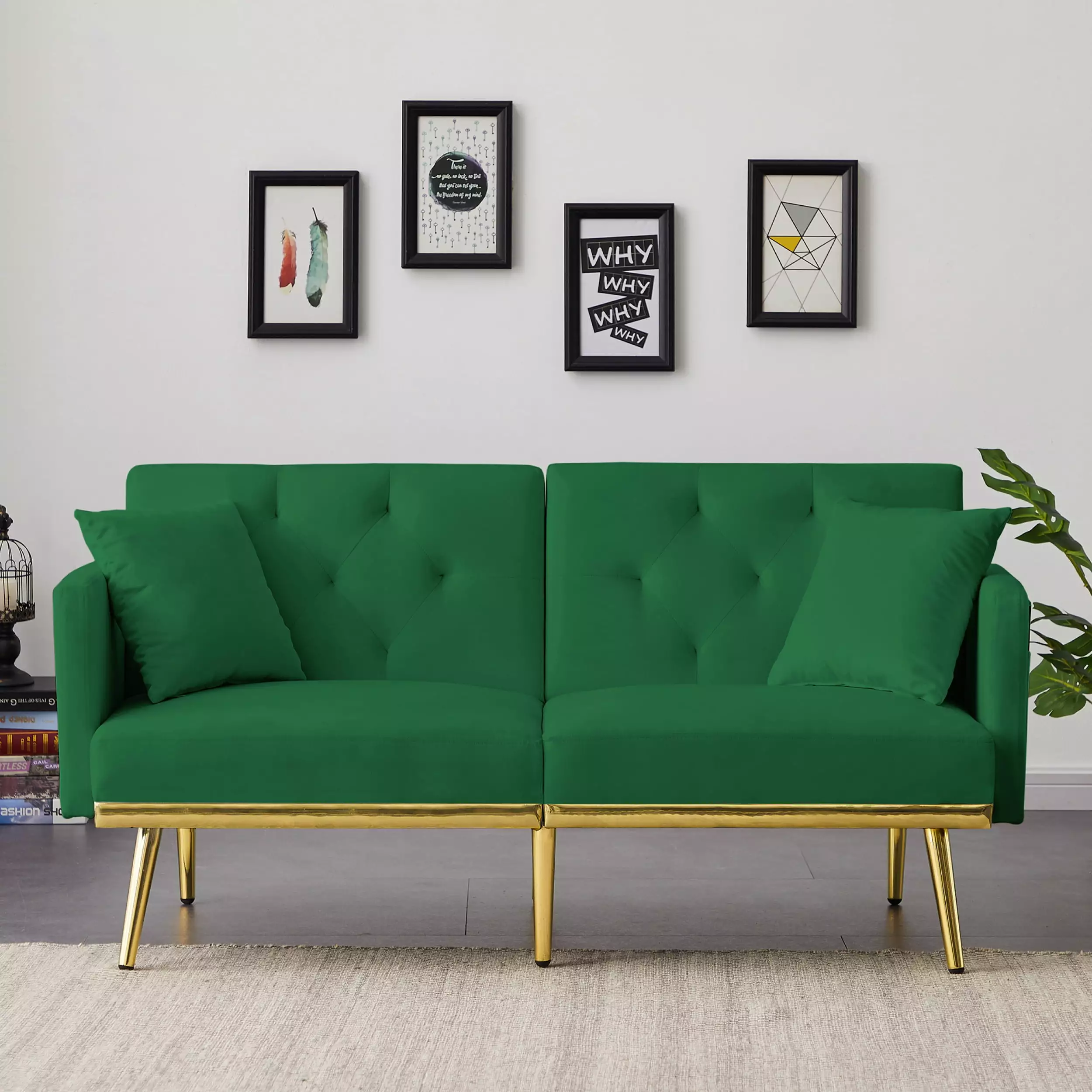 GREEN VELVET SOFA BED 55692