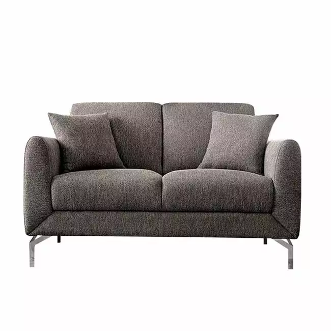 35 x 30 x 54.25 in. Loveseat with Fabric Padded Seat & Metal Legs, Gray