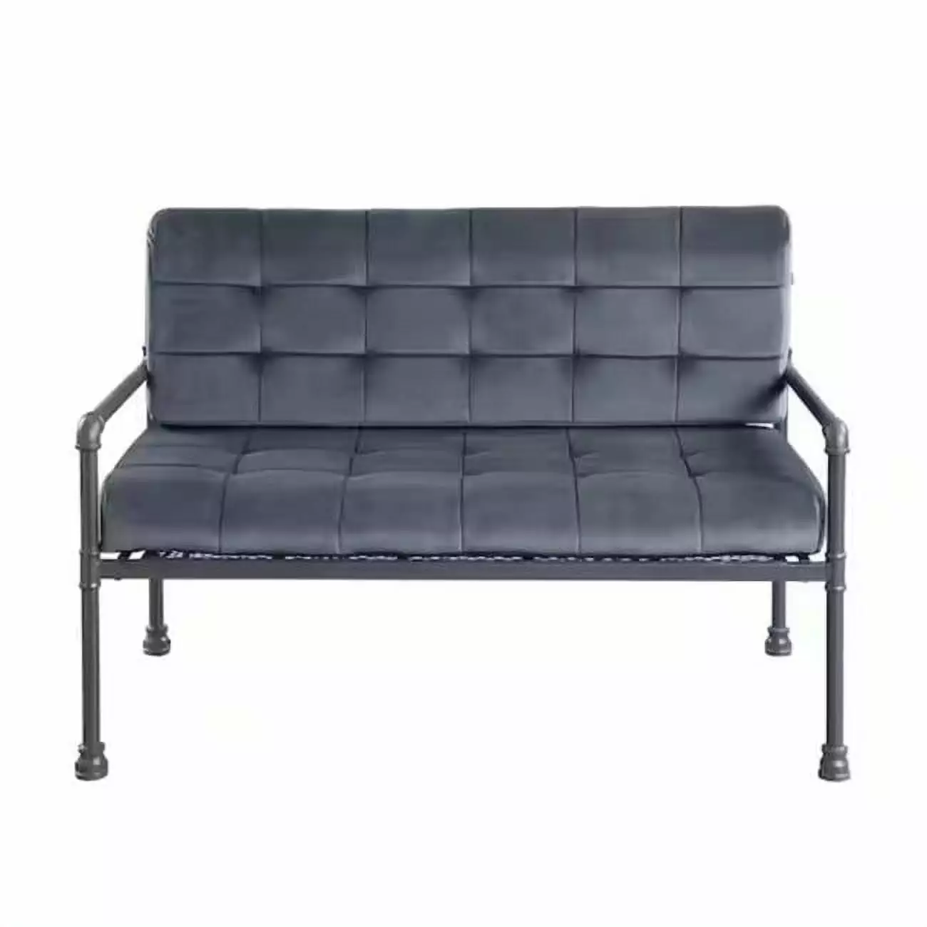 35 x 51 x 29 in. Gray Tufted Velvet & Gray Love Seat