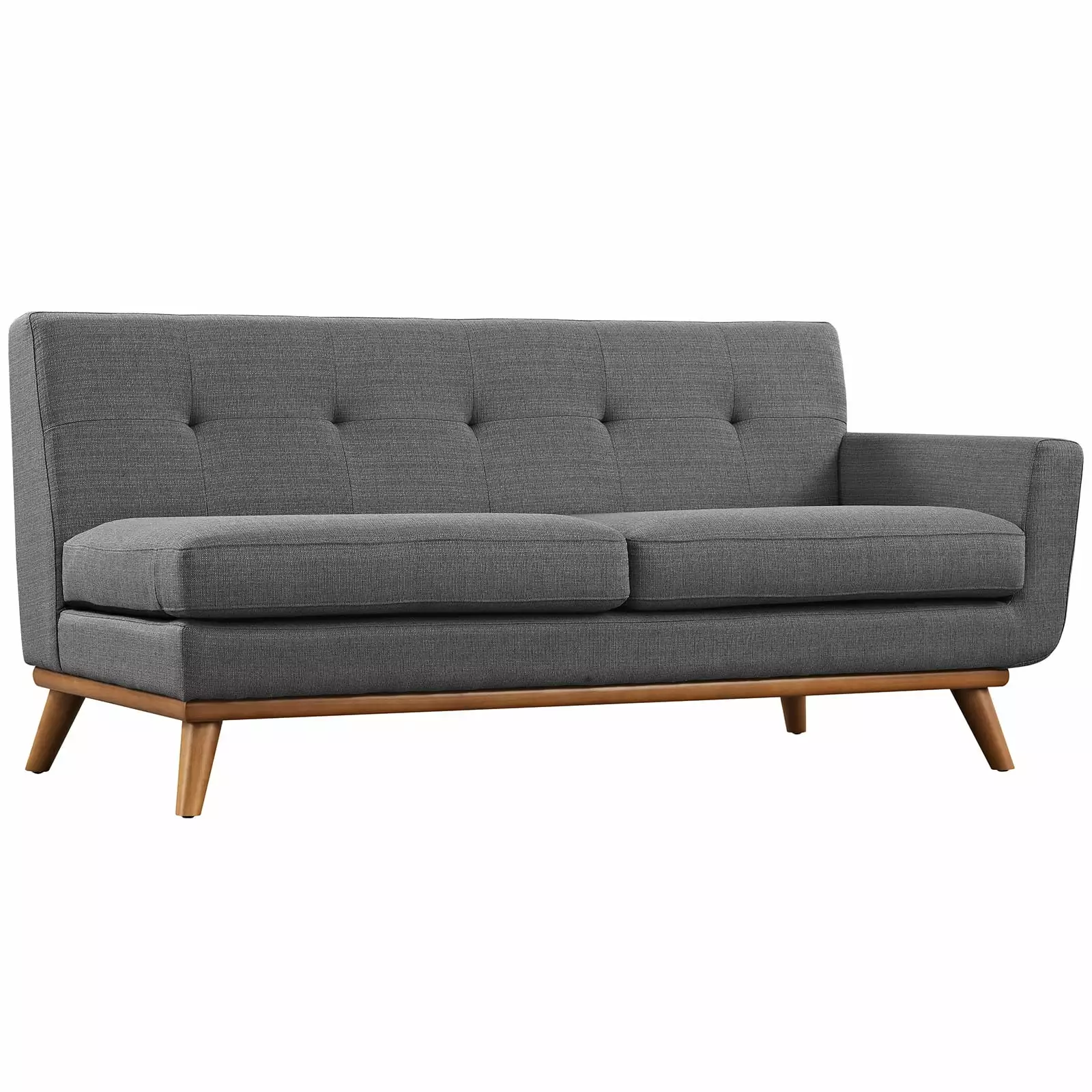 Modern Contemporary Right-Arm Loveseat . Grey. Fabric