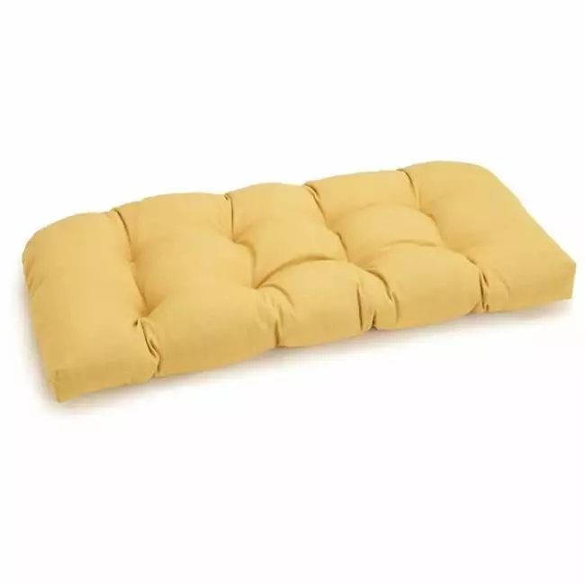 42 x 19 in. U-Shaped Solid Spun Polyester Tufted Settee & Bench Cushion. Lemon