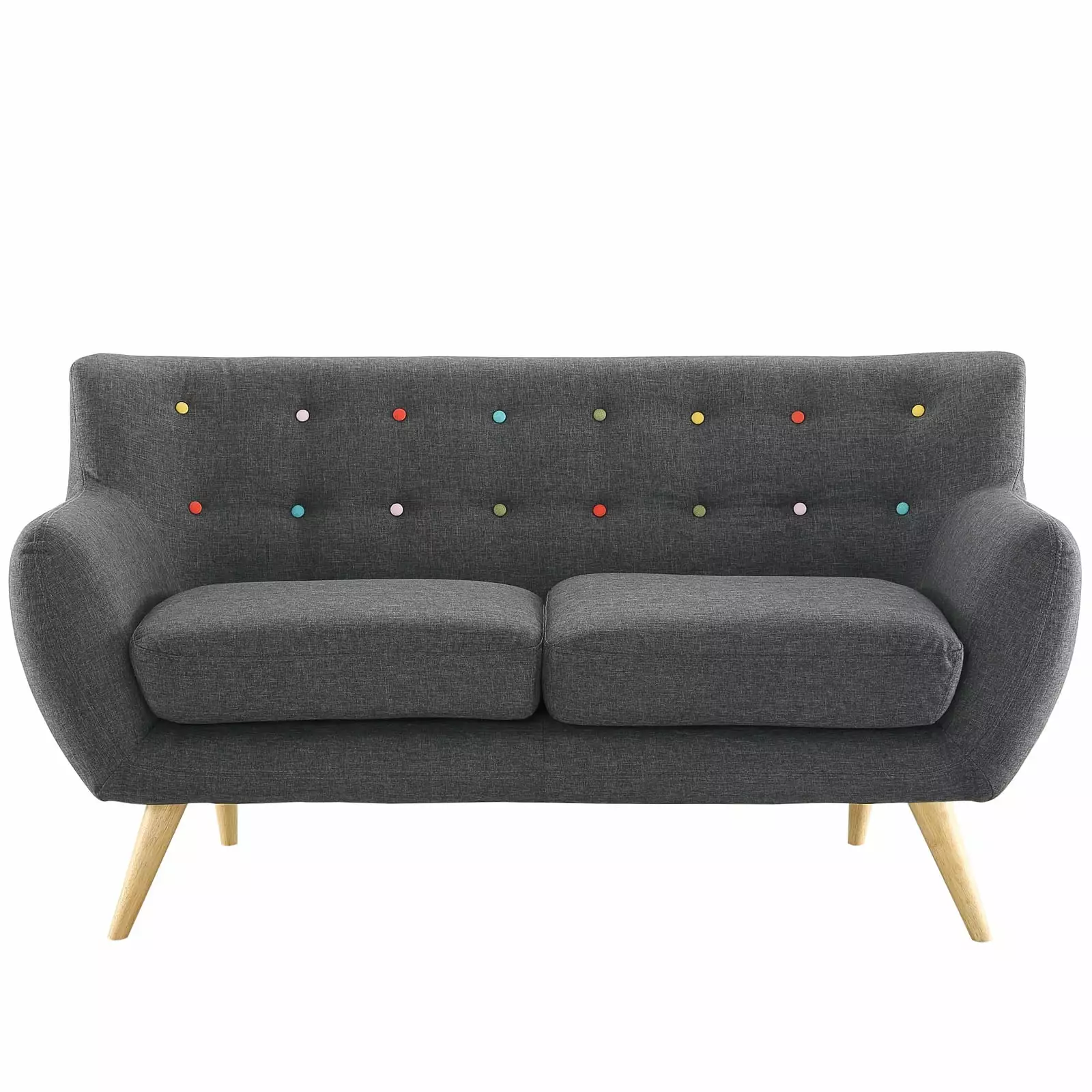 Modern Contemporary Loveseat. Grey Fabric