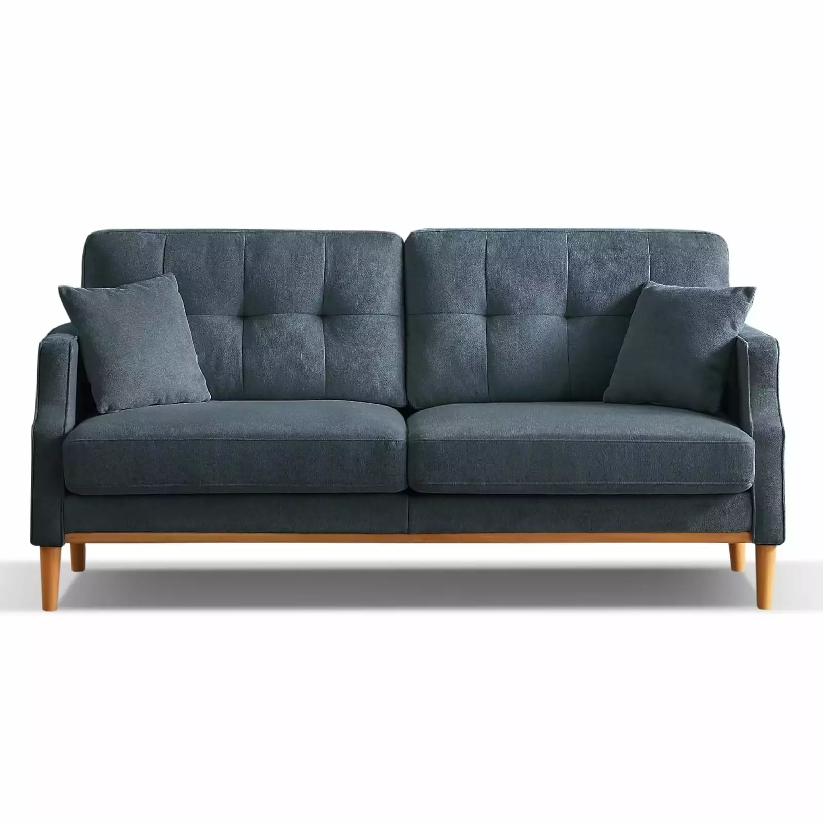 70.1 3-Seater Sofa. Fabric Upholstered Sofa Couch with Thicken Seat Cushion and Solid Legs. Modern Tufted Sofa with USB Charge. Armrest and Backrest for Living Room Office. Dark Blue