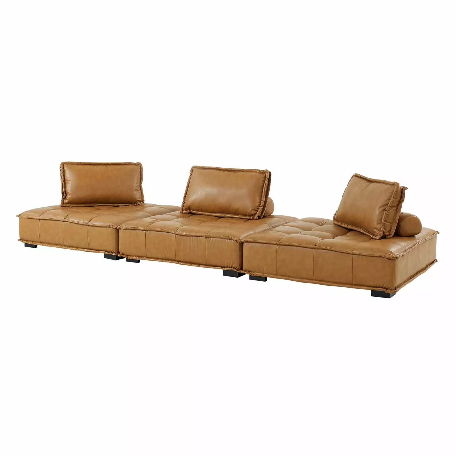 Modular Deep Tufted Sectional Sofa Set. Tan. Fabric. Modern Contemporary French Country. Living Lounge Cafe Room Hotel Lobby Hospitality