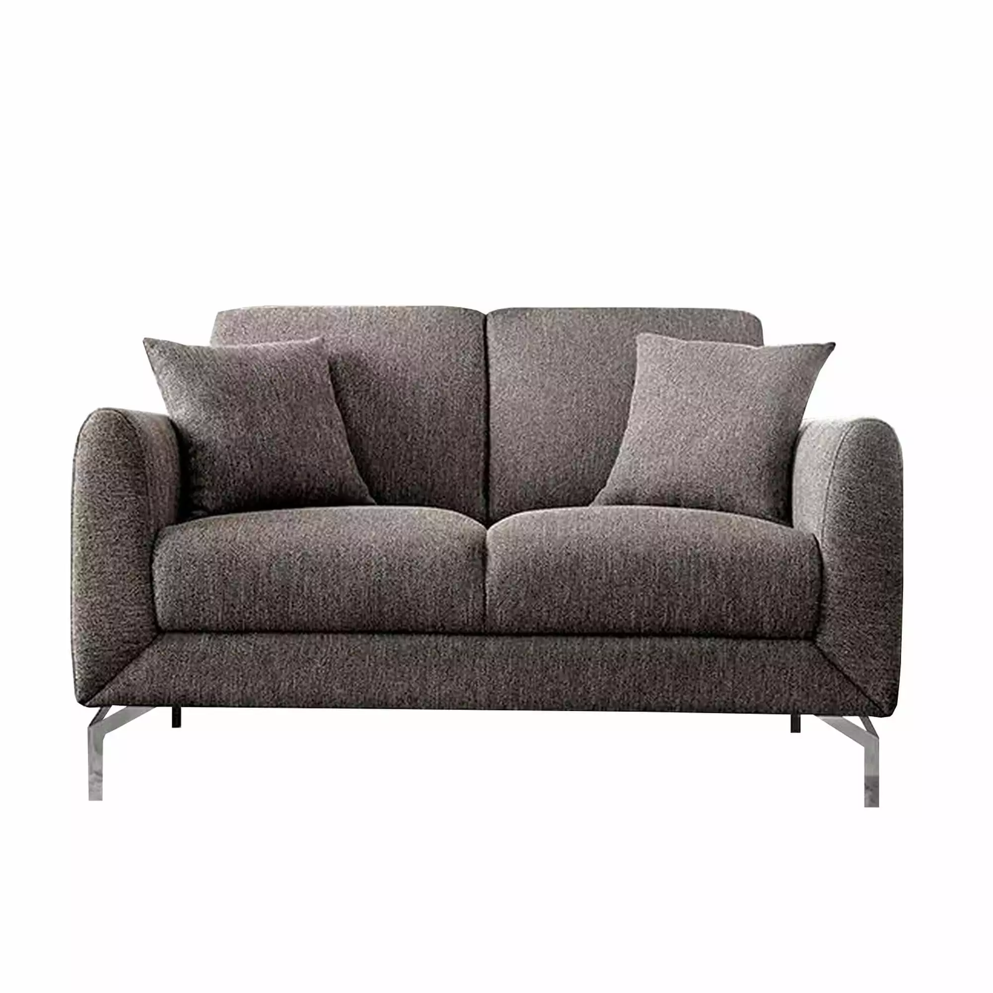 54 Inches Loveseat with Fabric Padded Seat and Metal Legs. Gray