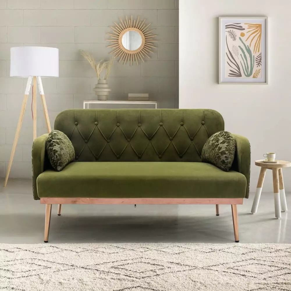 55.11 Modern Loveseat Sofa with Metal Feet Green