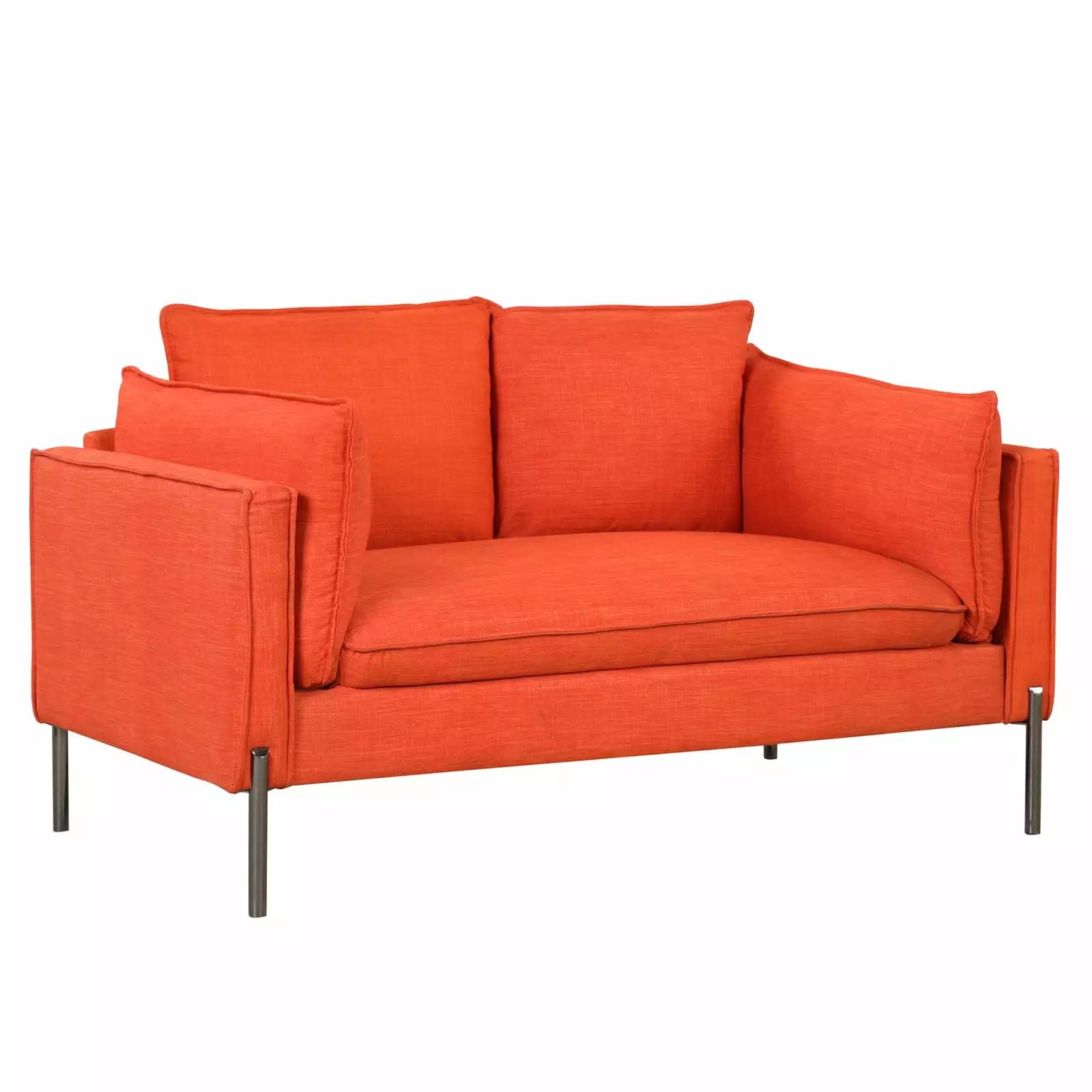 56 Modern Style Sofa Linen Fabric Loveseat - Small Love Seats Couch for Small Spaces. Comfortable Foam Cushions. Extra Bolster Pillows. Sturdy Frame. Living Room. Apartment