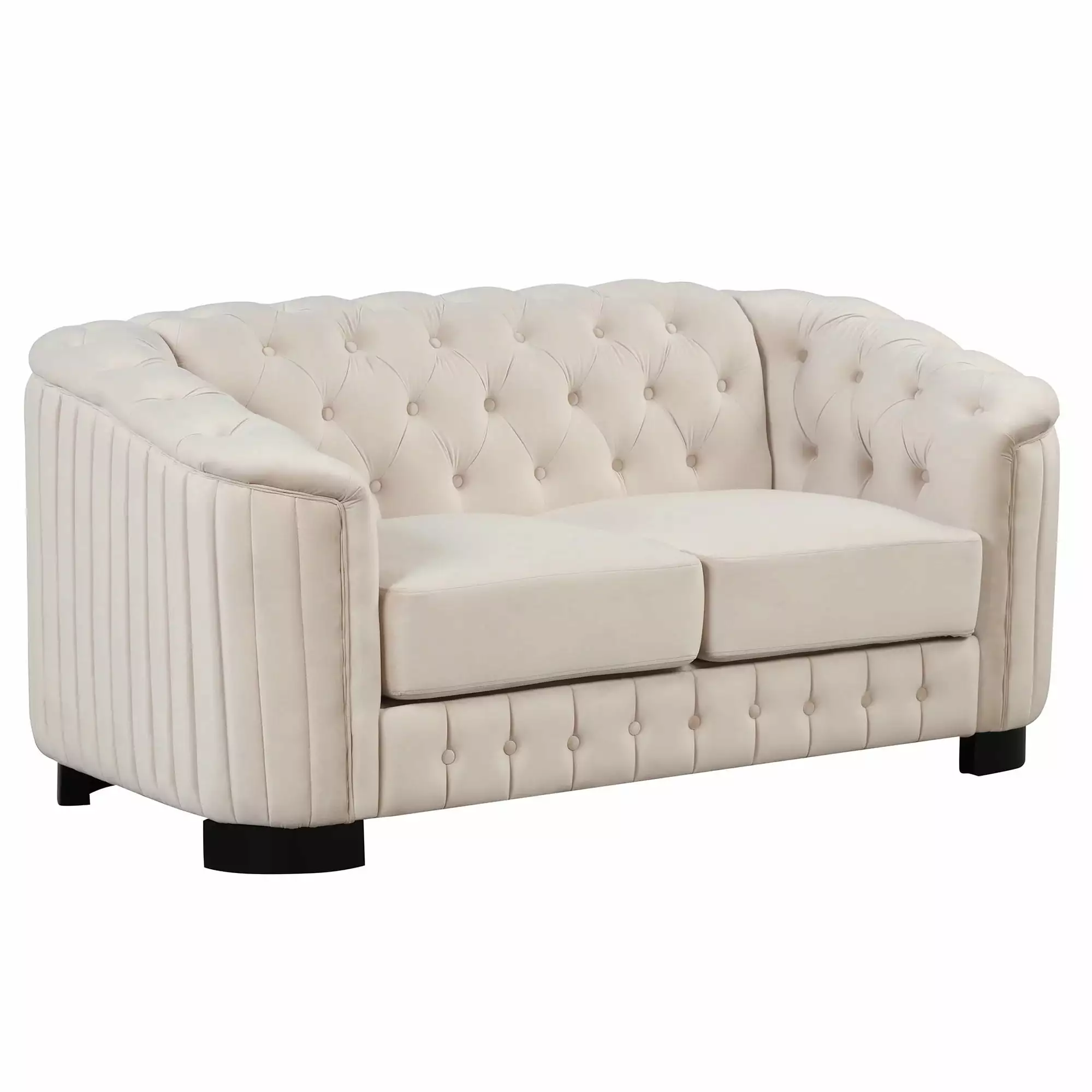 64 Velvet Upholstered Loveseat Sofa. Modern Loveseat Sofa with Thick Removable Seat Cushion. 2-Person Loveseat Sofa Couch for Living Room. Bedroom. or Small Space. Beige