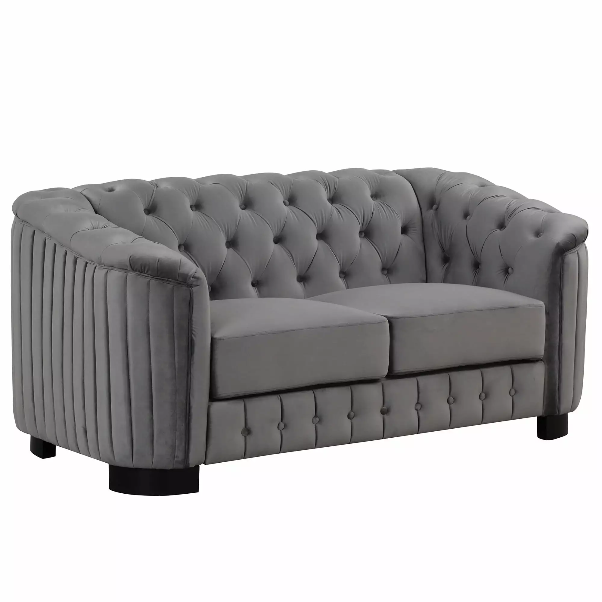 64 Velvet Upholstered Loveseat Sofa. Modern Loveseat Sofa with Thick Removable Seat Cushion. 2-Person Loveseat Sofa Couch for Living Room. Bedroom. or Small Space. Gray