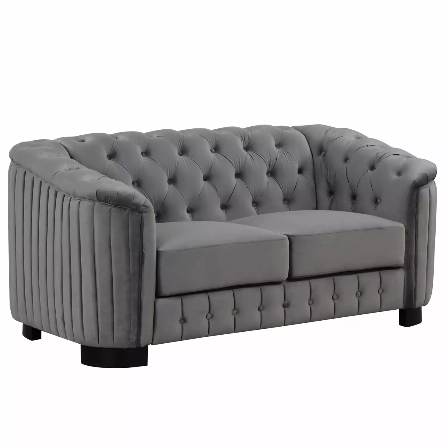 64 Velvet Upholstered Loveseat Sofa Modern Loveseat Sofa with Thick Removable Seat Cushion 2-Person Loveseat Sofa Couch for Living Room Bedroom or Small Space Gray