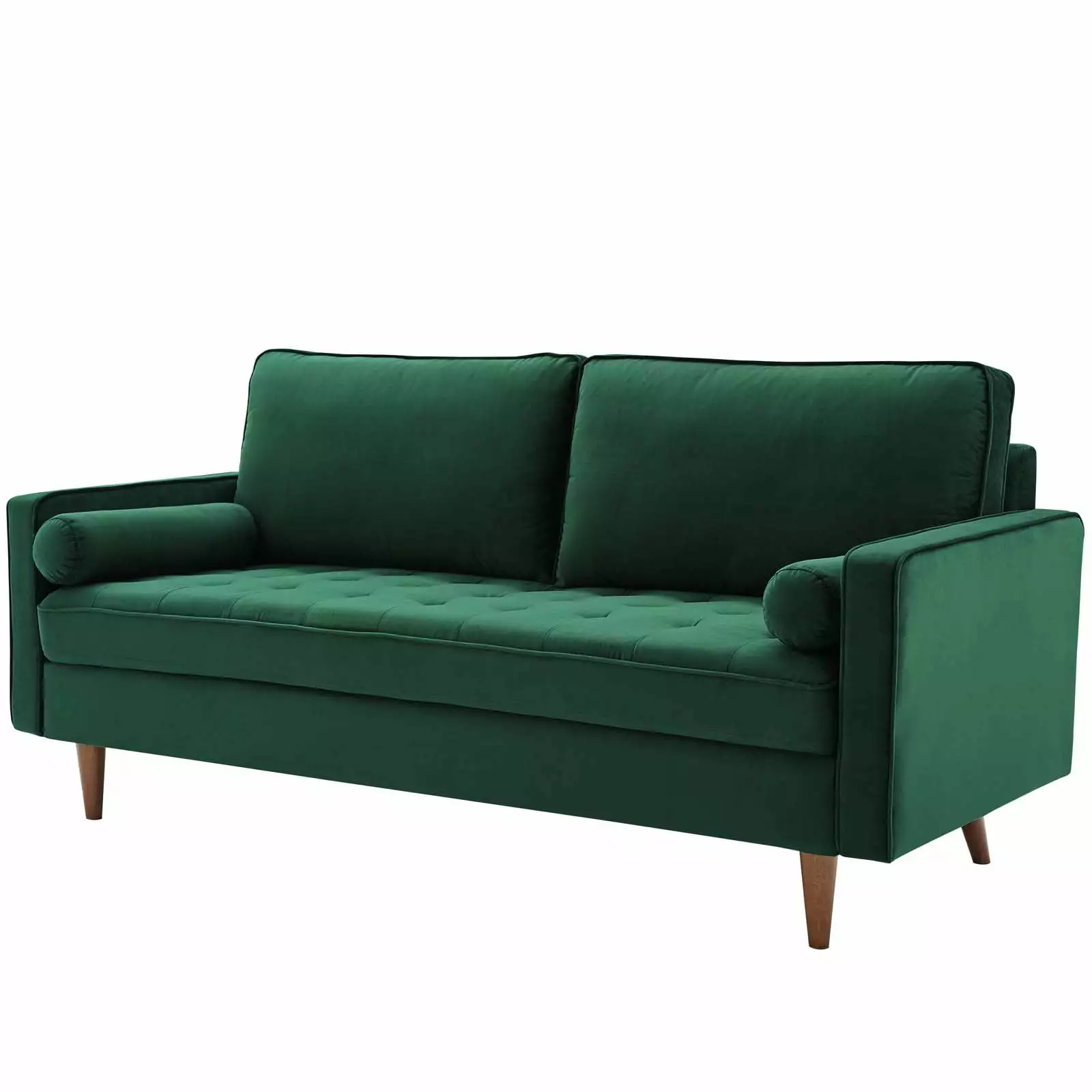 Contemporary Modern Urban Designer Living Room Lounge Club Lobby Sofa. Velvet Fabric. Green