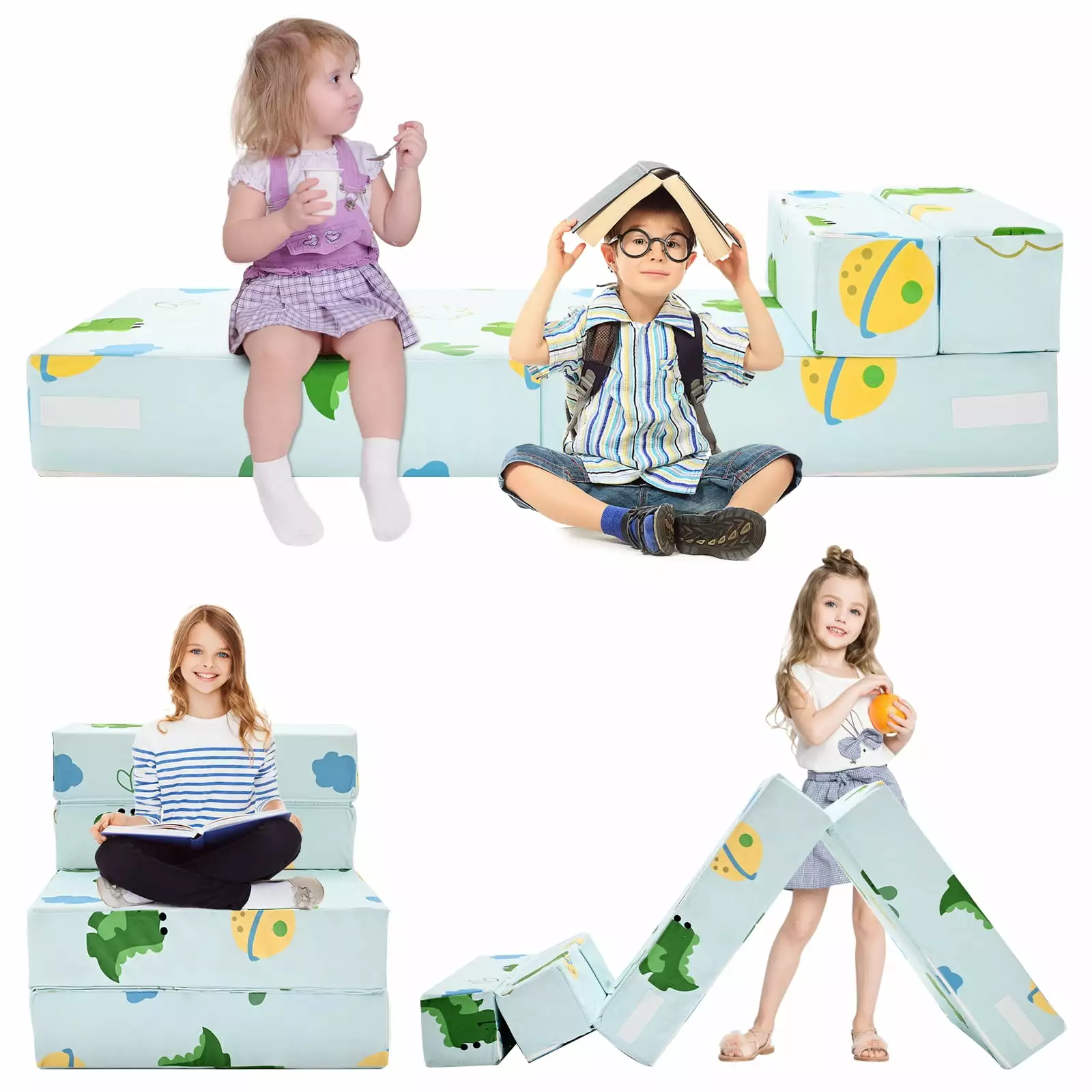 ABORON Folding Sofa Bed Floor Mattress for Kids. Tri Folding Mattress Kid Fold Up Sofa Futon Folding Chair Bed. Child Foldable Mattress Floor Bed Folding Couch Trifold Mattress for Playroom