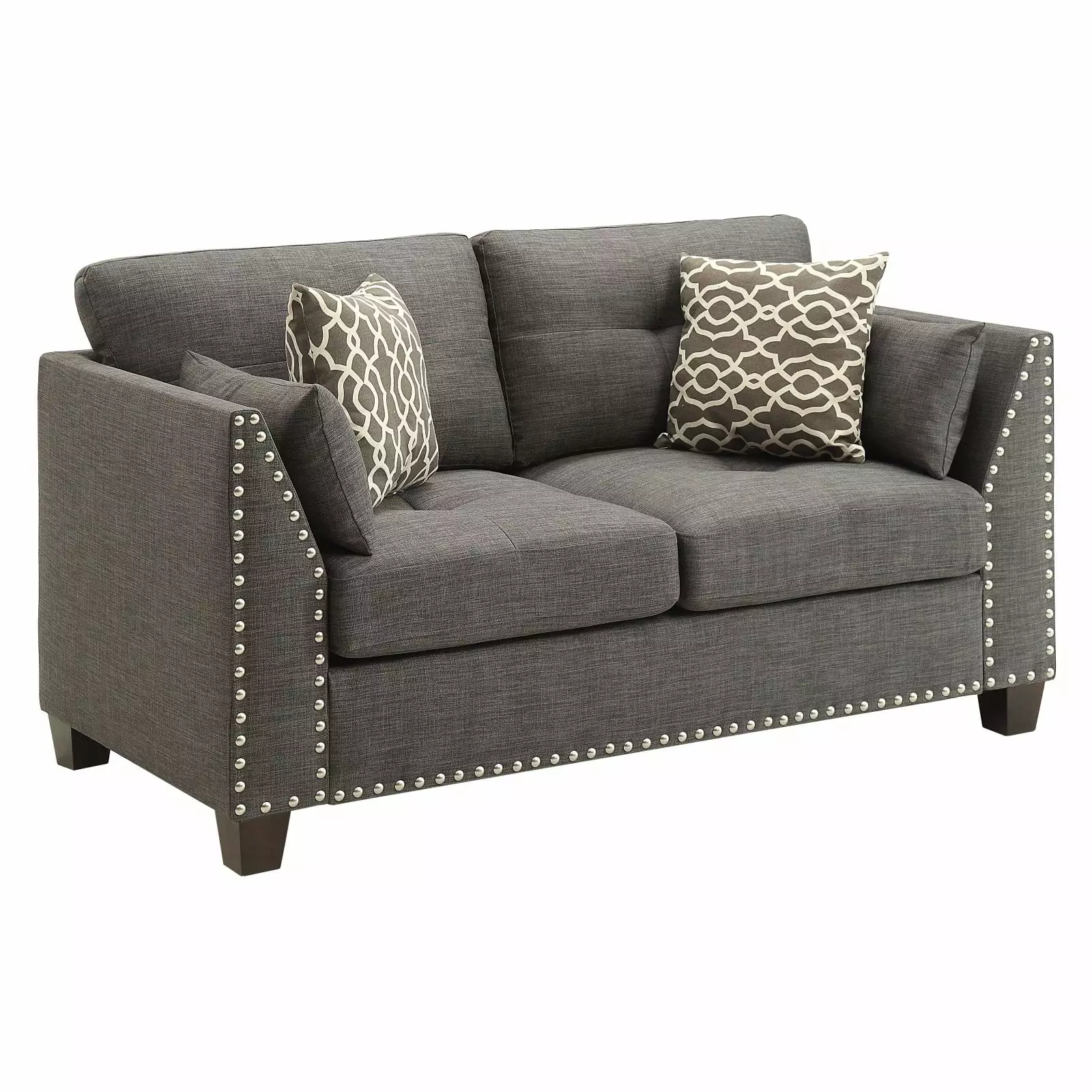 ACME Laurissa Track Arm Loveseat with Nailhead Trim in Light Charcoal Linen