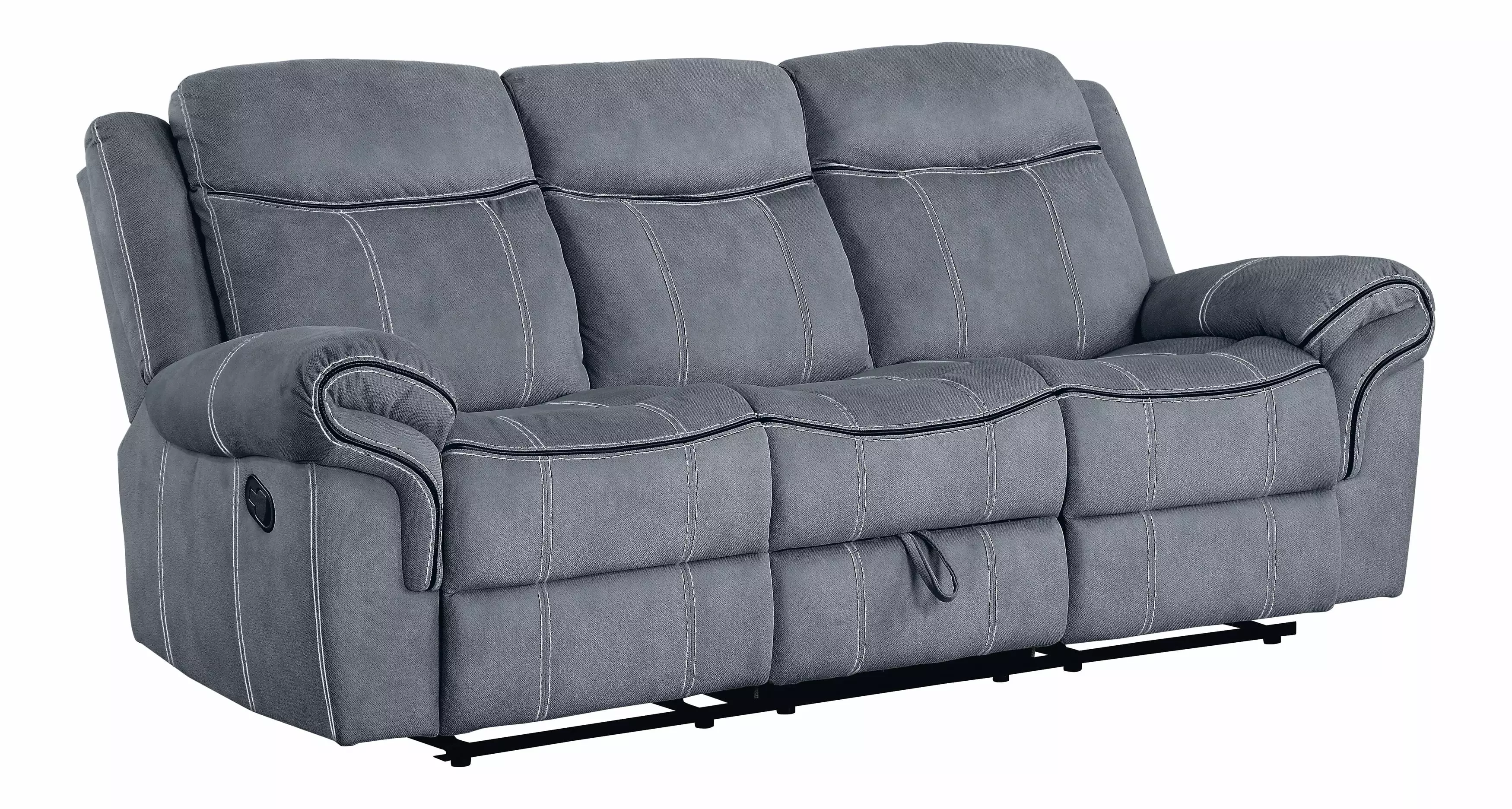 ACME Zubaida Velvet Reclining Sofa with USB Dock in 2-Tone Gray