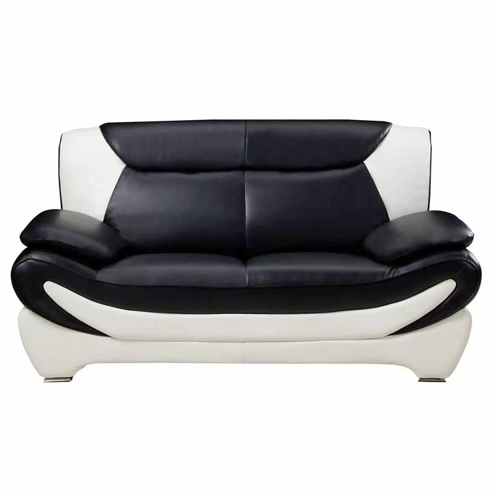 AE209 Black and White Color With Faux Leather Loveseat