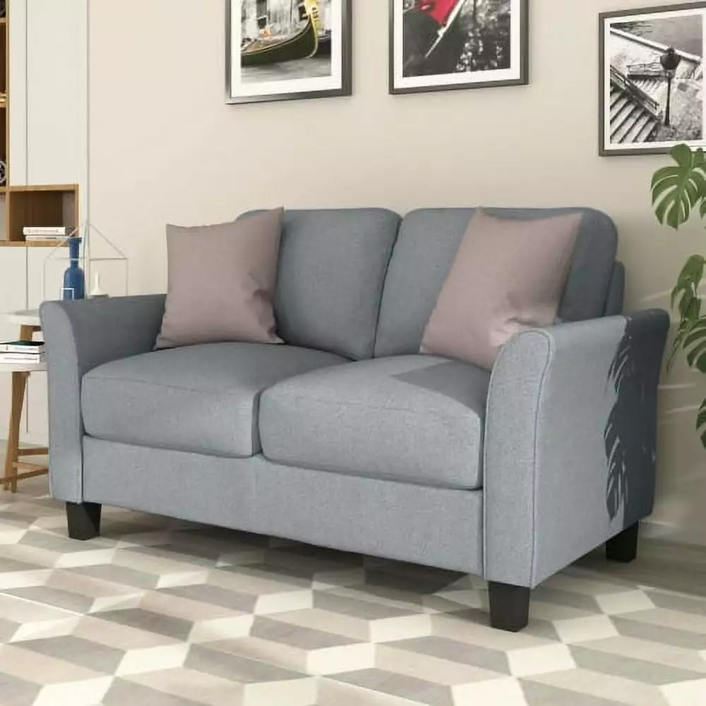 Adrinfly Living Room Furniture Love Seat Sofa Double Seat Sofa (Loveseat Chair)(Gray)