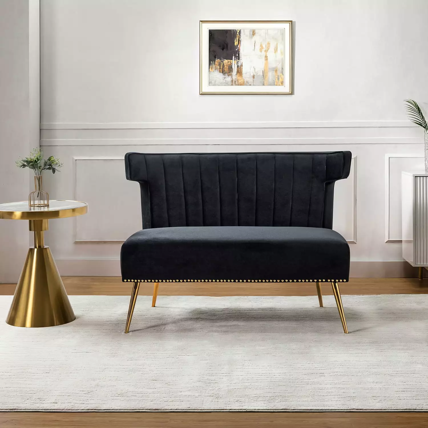 Aeneas Armless Loveseat Black