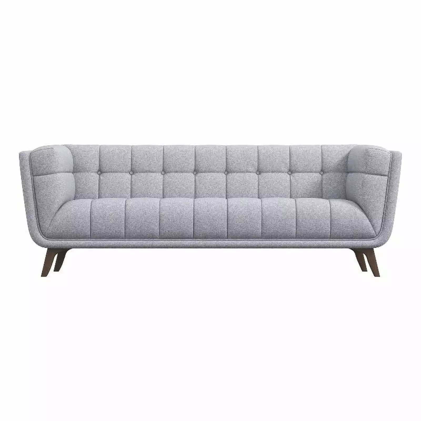 Allen Modern Chesterfield Tufted Fabric Linen Living Room Sofa in Light Gray