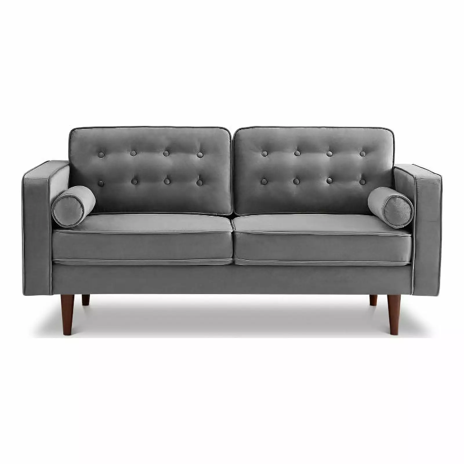 Allora Mid Century Modern Loveseat Fabric Sofa in Gray