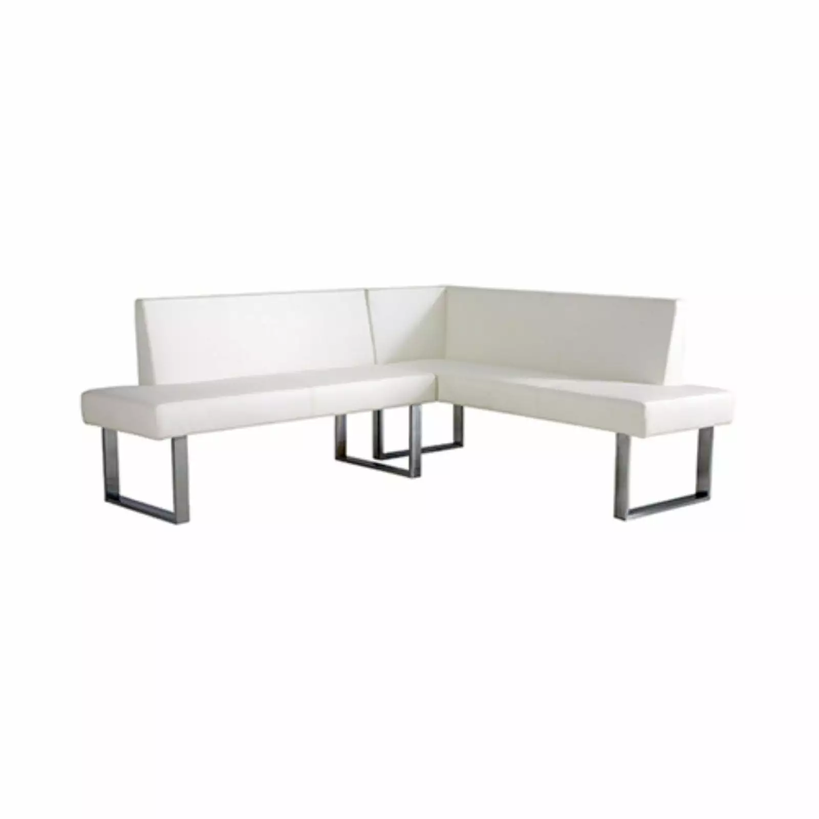 Amanda White Corner Sofa Feux Leather Stainless Steel Legs