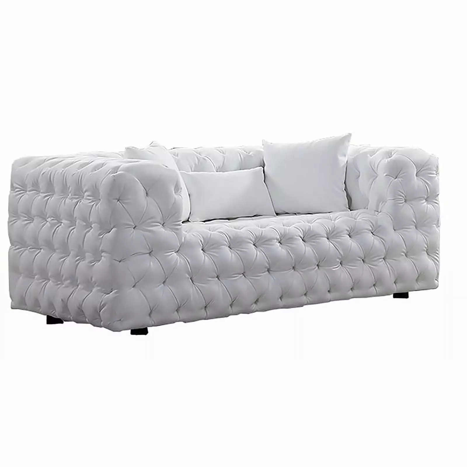 American Eagle Furniture Faux Leather Tufted Loveseat in White