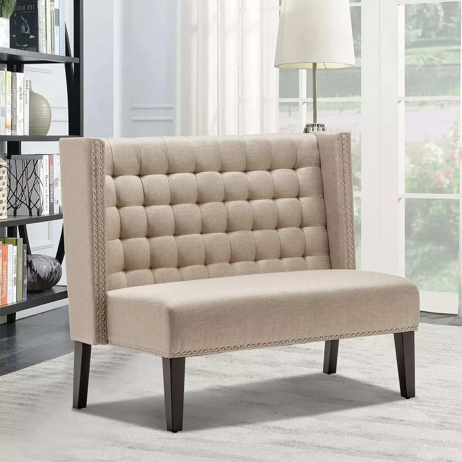 Apeaka Small Sofa.Loveseat couches for living room 2-Seat Sofa Couch Tufted Love Seat with Back Cushions and Tapered