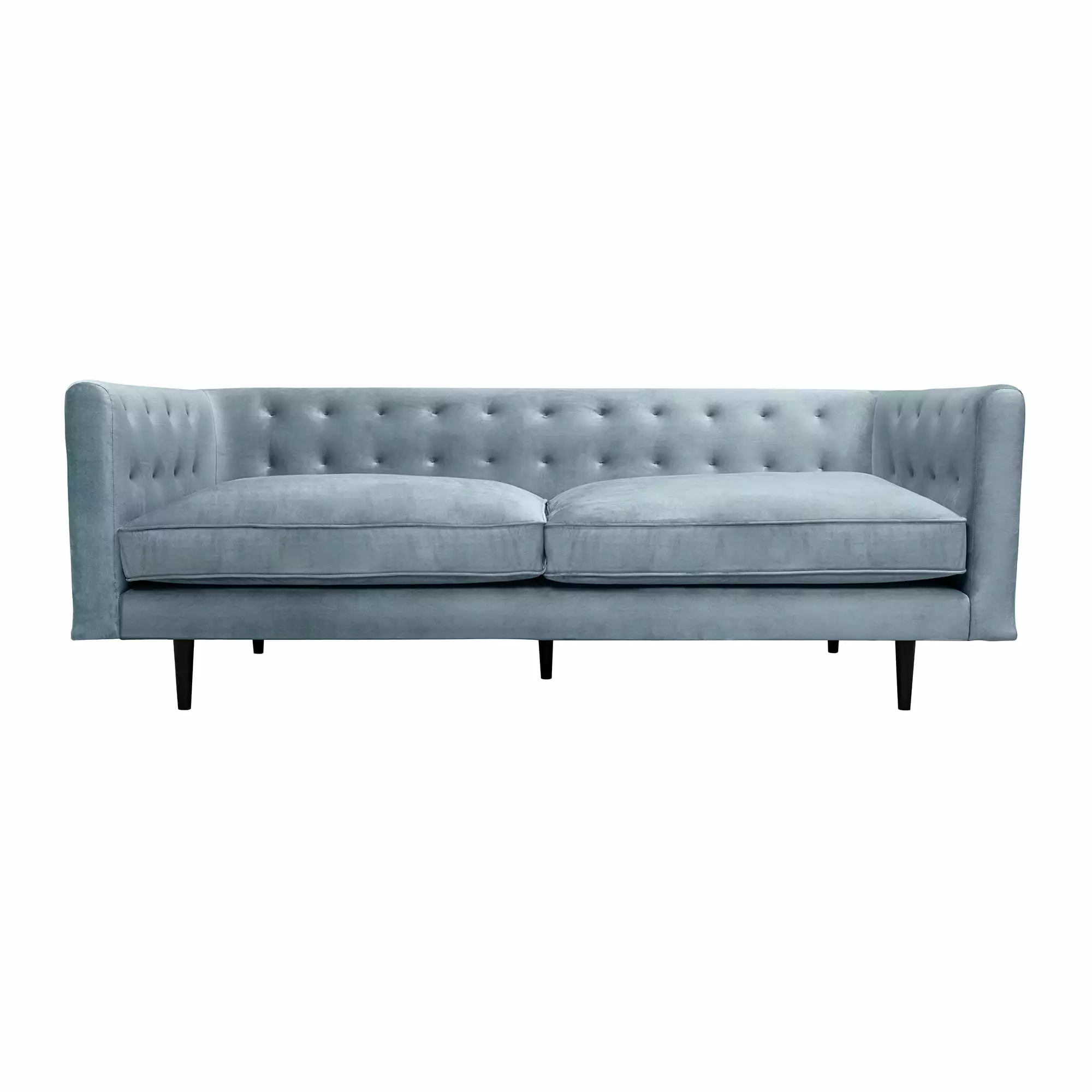 Armen Living Annabelle 80 Velvet & Wood Sofa in Bluestone and Black