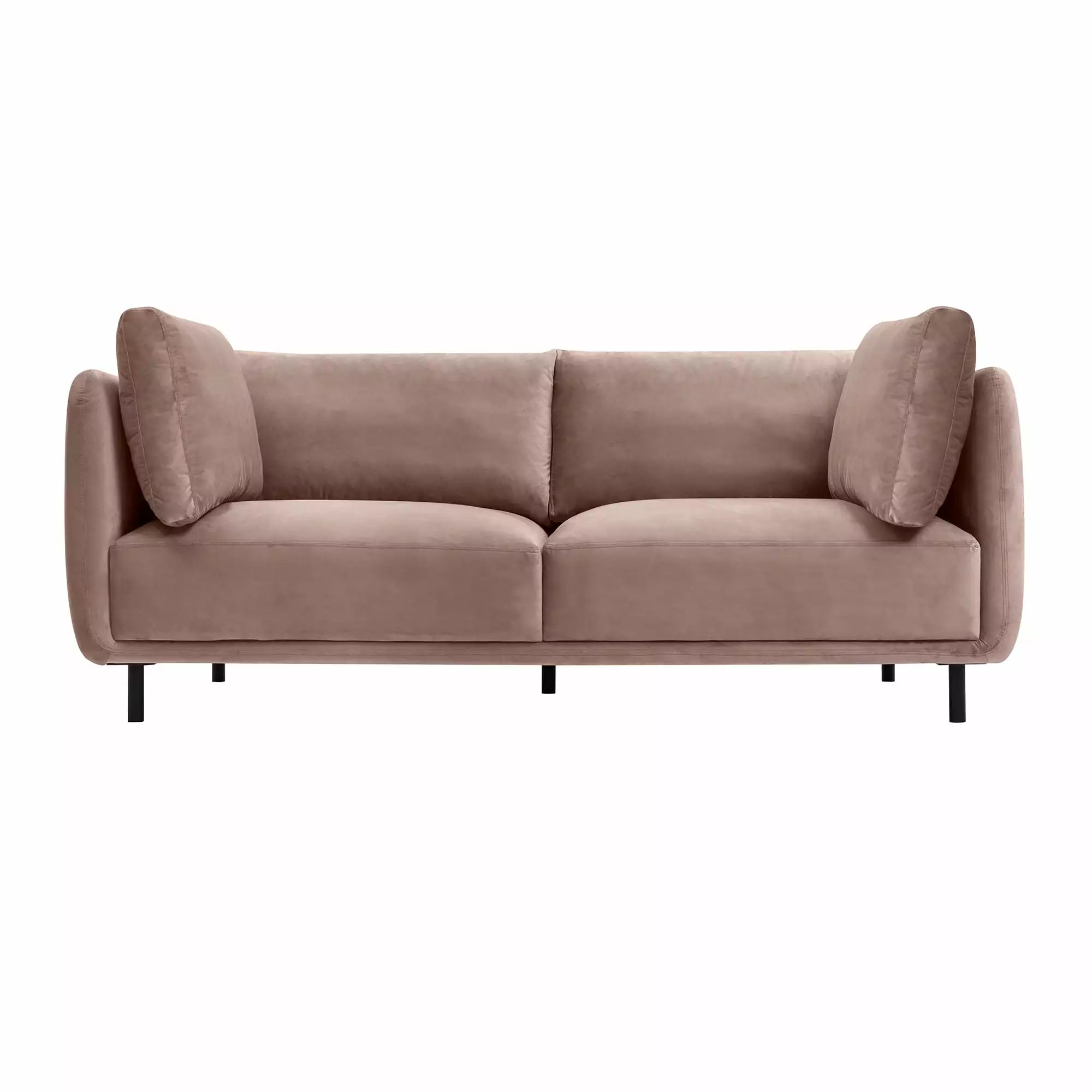 Armen Living Serenity 79 Velvet & Metal Sofa in Mauve and Black