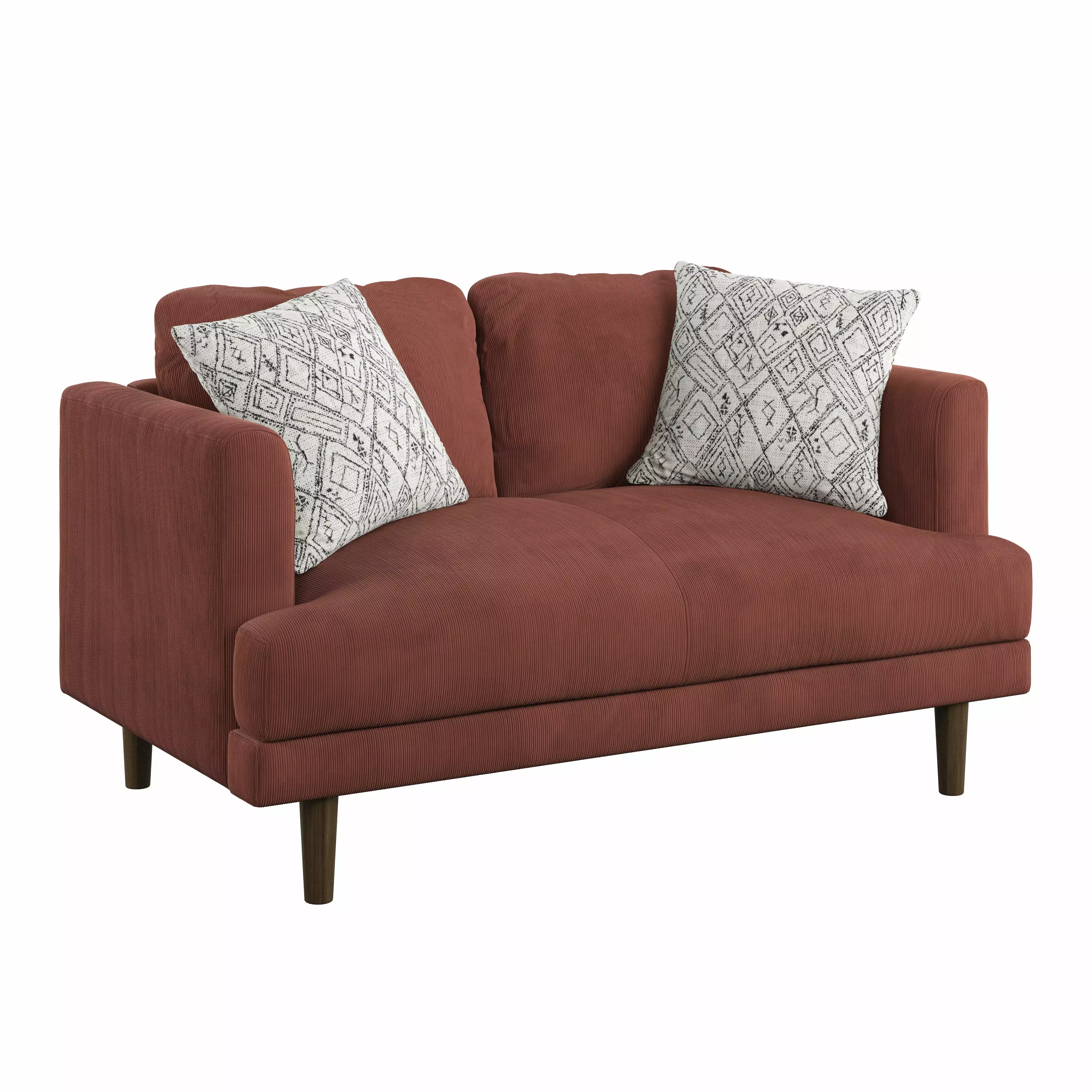 Artum Hill Keaton Paprika Red 58 Wide Modern Upholstered Loveseat