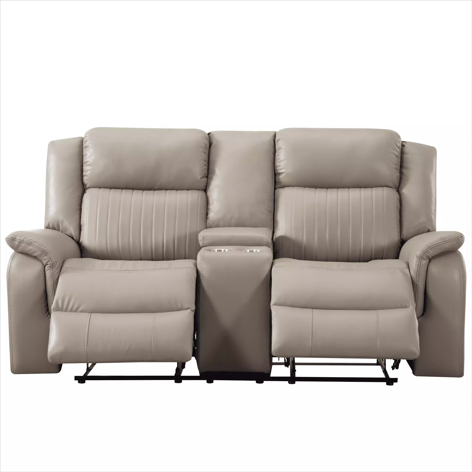 Aukfa Manual Reclining Loveseat Sofa Chair. 2 Seater with Storage Console and Cup Holder for Living Room.Gray