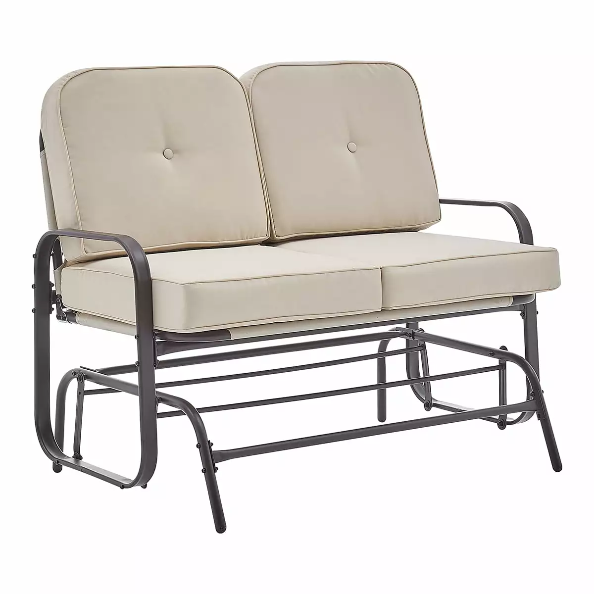 Barton Outdoor Patio Rocking Bench Loveseat. 2 Seater. Rocket Function. UV Water Resistant. Soft Cushion. Beige