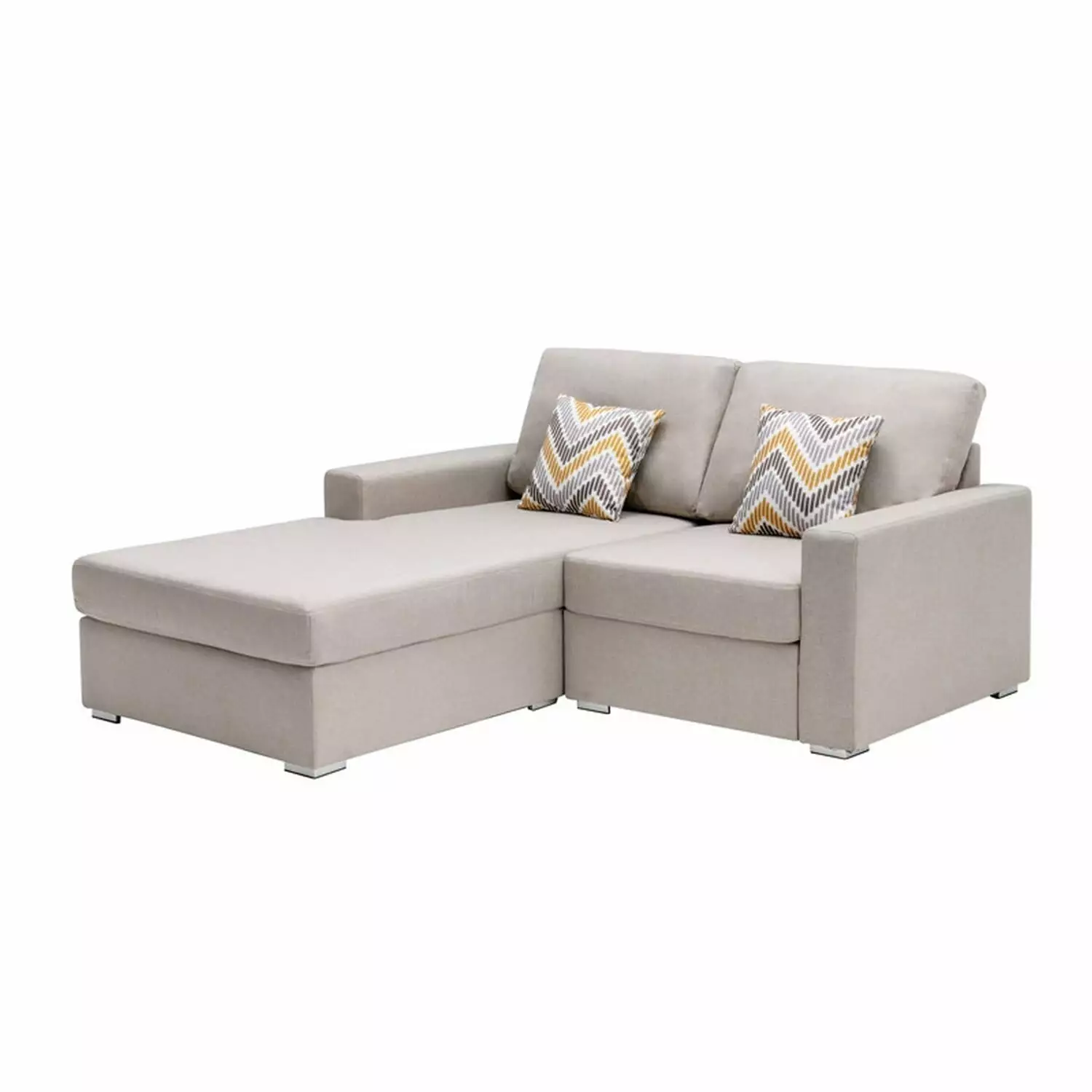 BenJara Lini 67 Inch 2 Piece Sectional Loveseat. Reversible Chaise. Beige Linen