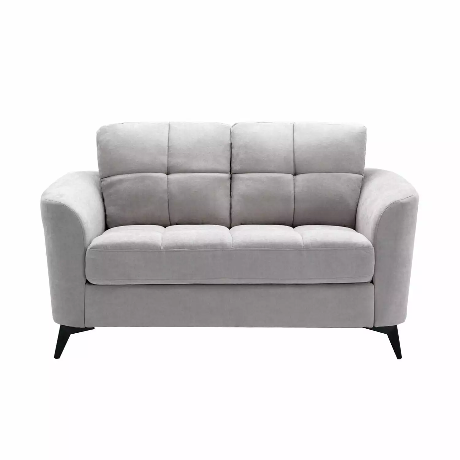 BenJara Odin 60 Inch Modern Loveseat. Tufted Cushions. Light Gray Velvet Upholstery