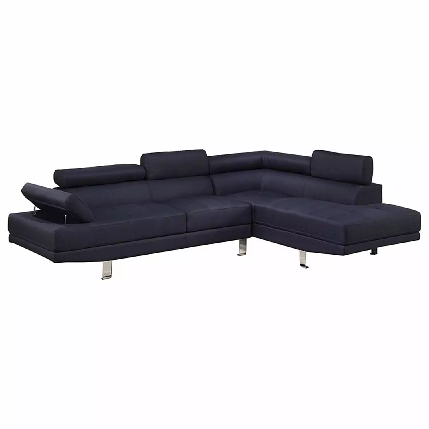 BenJara Polyfiber Linen Fabric Sectional In Blue