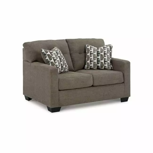 Benjara 53 in. Joey Loveseat with 2 Accent Pillows & Tufted Back. Brown Polyester