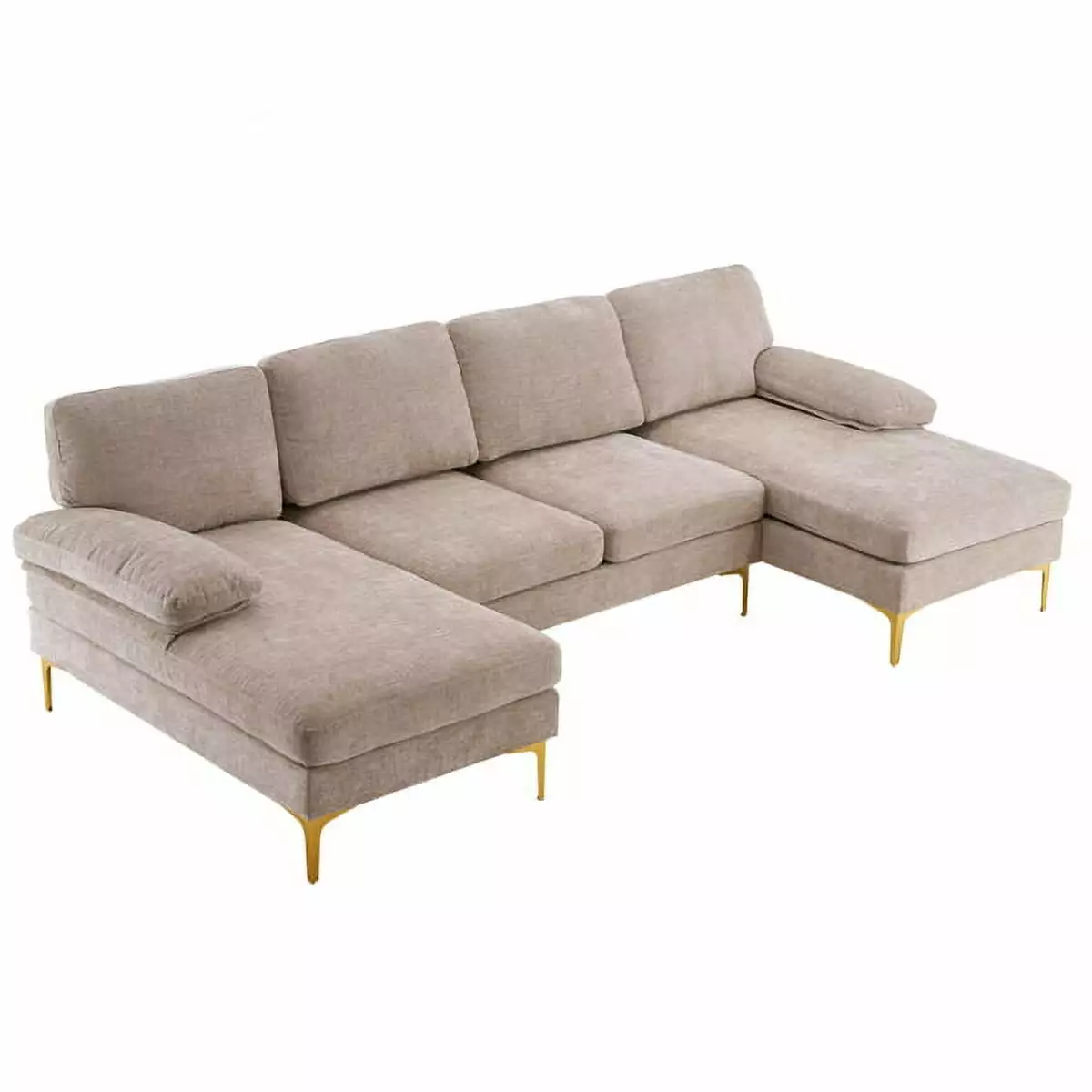 Bornmio U-Shaped 4-Seat Indoor Modular Sofa Camel