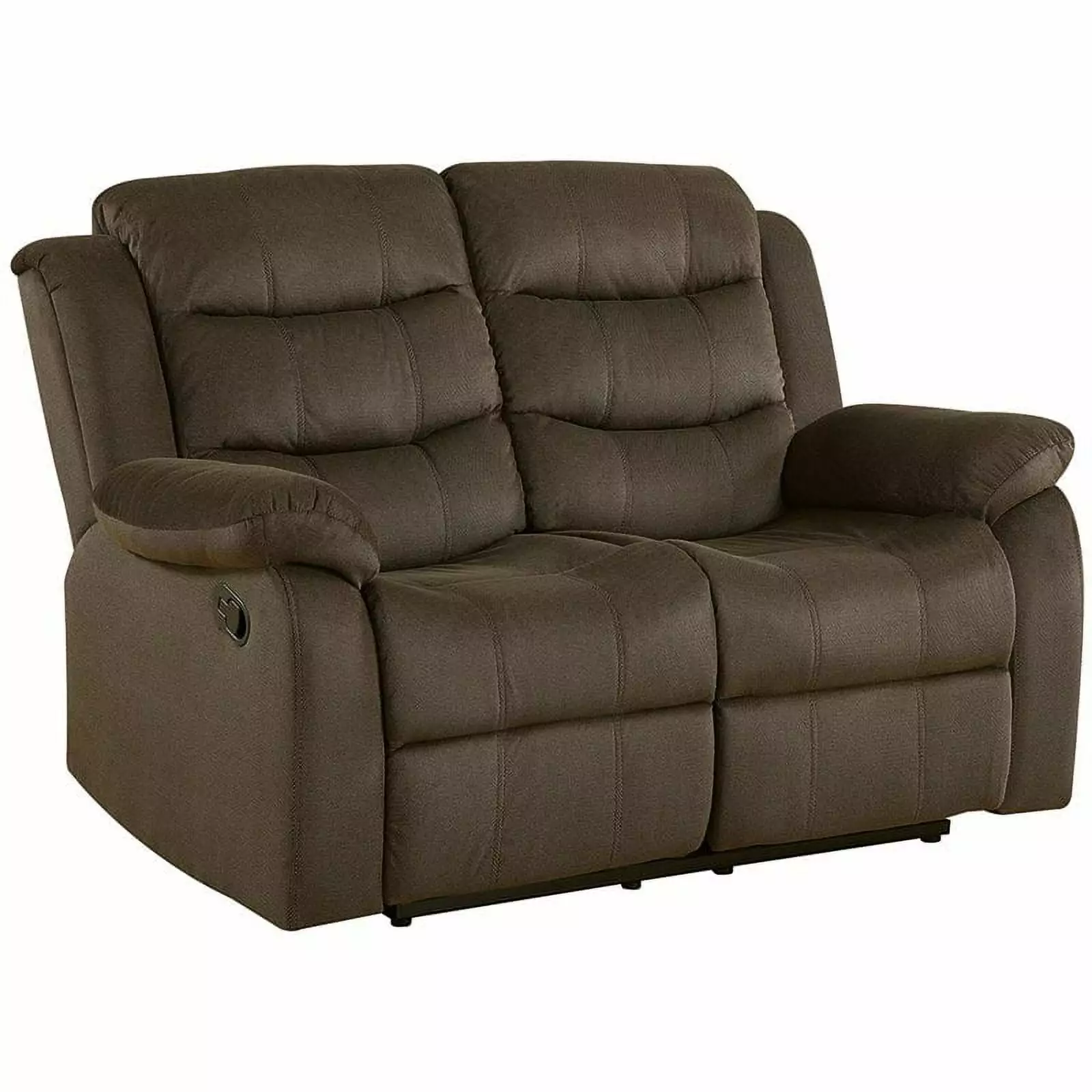 Bowery Hill 20 Modern Velvet Upholstered Reclining Loveseat in Chocolate