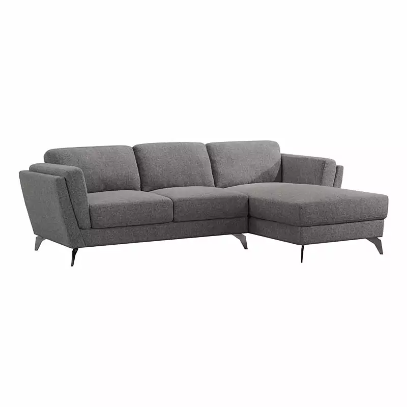 Bowery Hill Contemporary Fabric L-Shaped Sectional Sofa in Gray